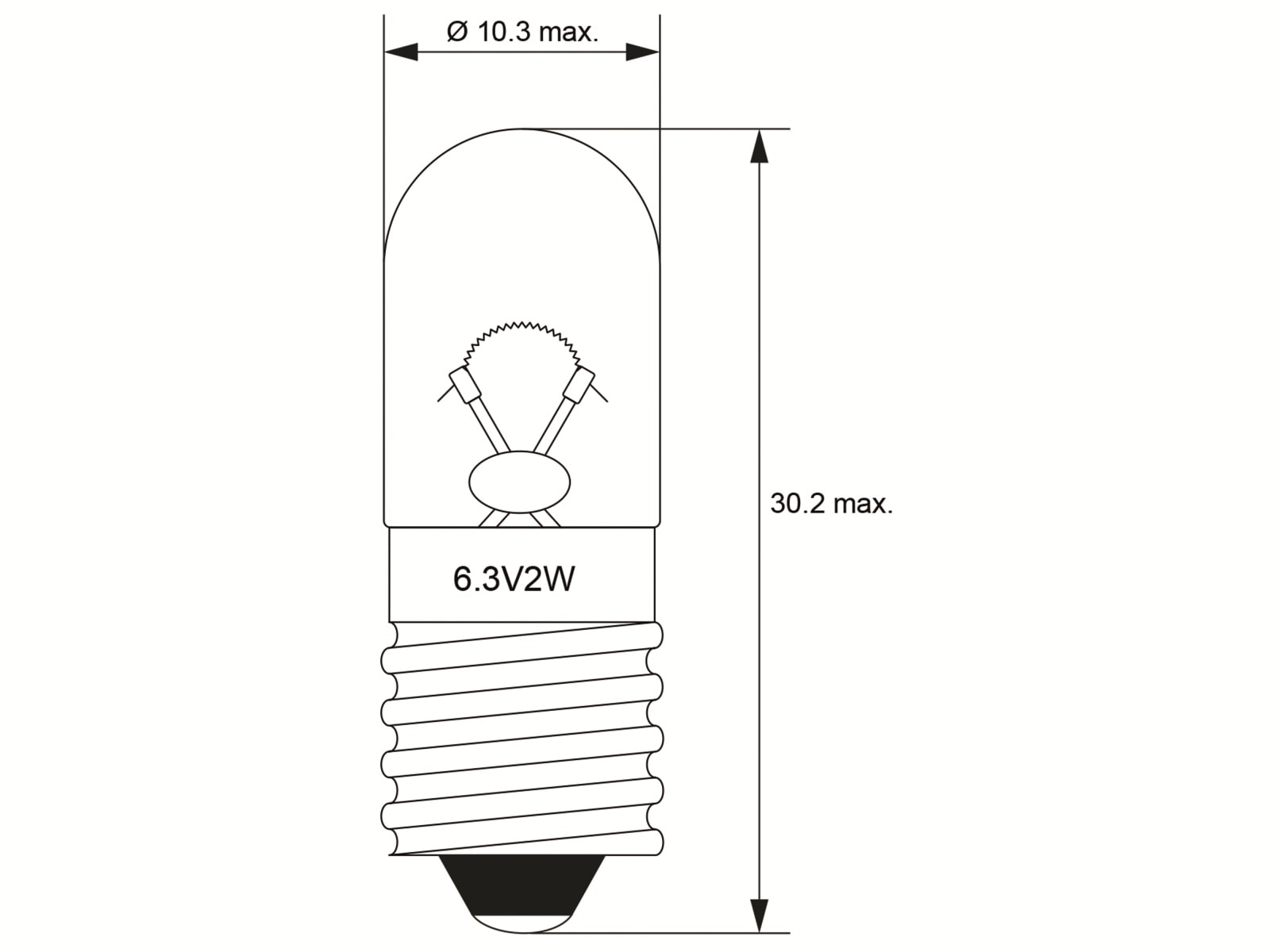 GOOBAY Röhrenlampe, 9599, T10, E10, 6.3 V, 2 W