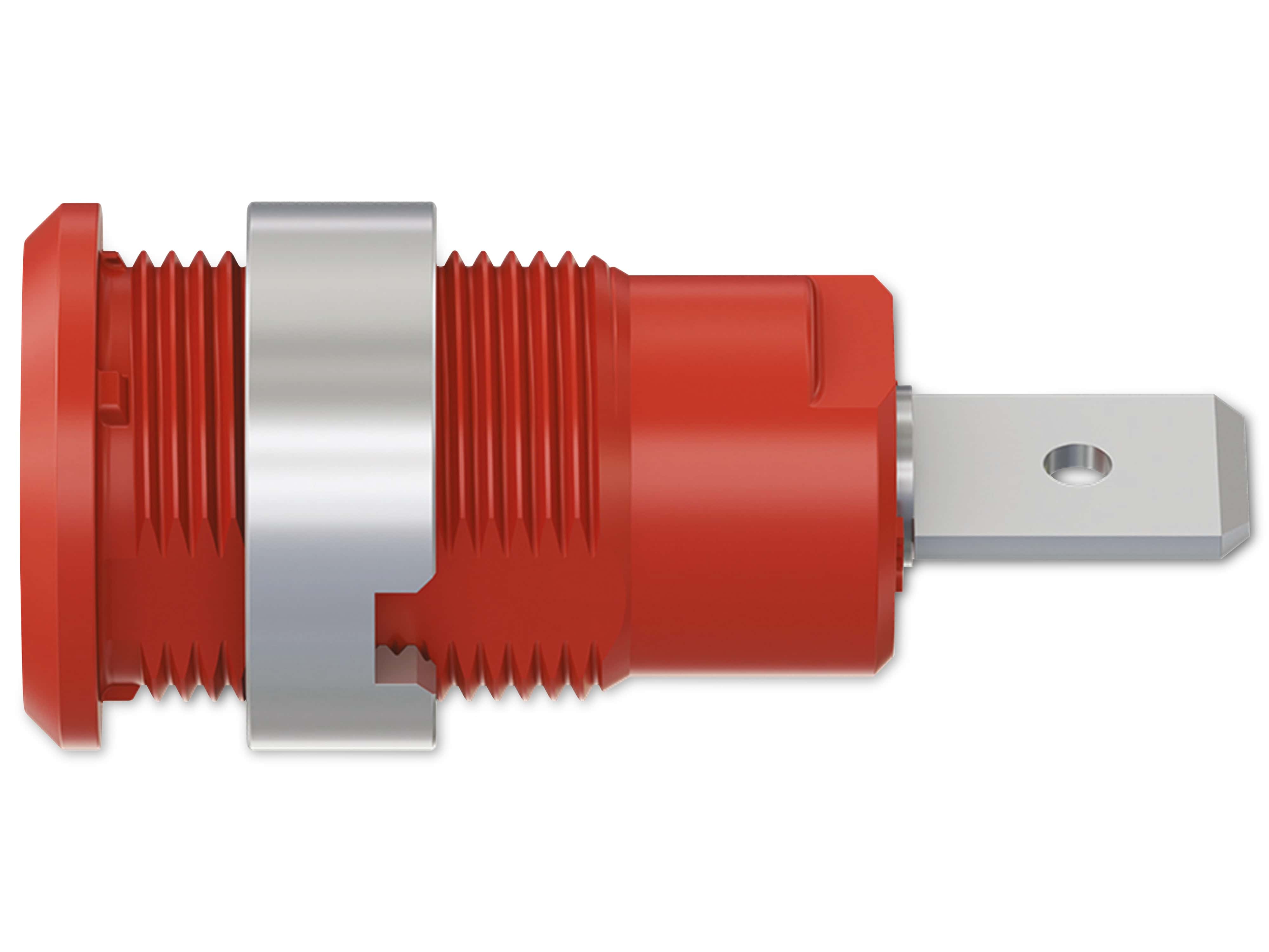 STÄUBLI Sicherheitsbuchse, 49.7046-22, 4 mm , rot, 1000 V, CAT III, 32 A / 600 V, CAT IV, 32 A