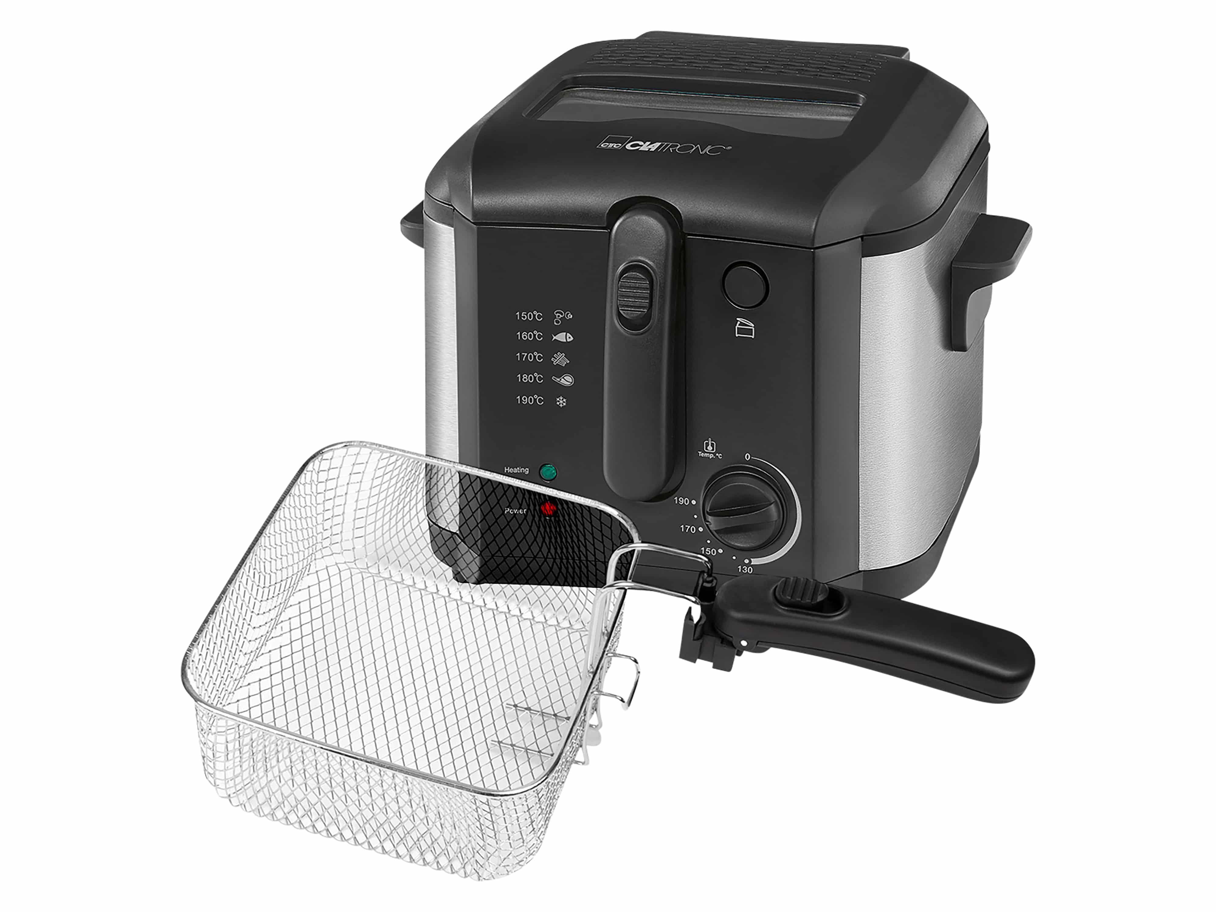 CLATRONIC Fritteuse 2,5L (Öl) FR 3649, antihaftbeschichtet, 1600W, schwarz