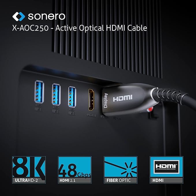SONERO Aktives HDMI Kabel X-AOC250-150, AOC Extender Kabel 8K, 15m SONERO Aktives HDMI Kabel X-AOC250-150, AOC Extender Kabel 8K, 15m