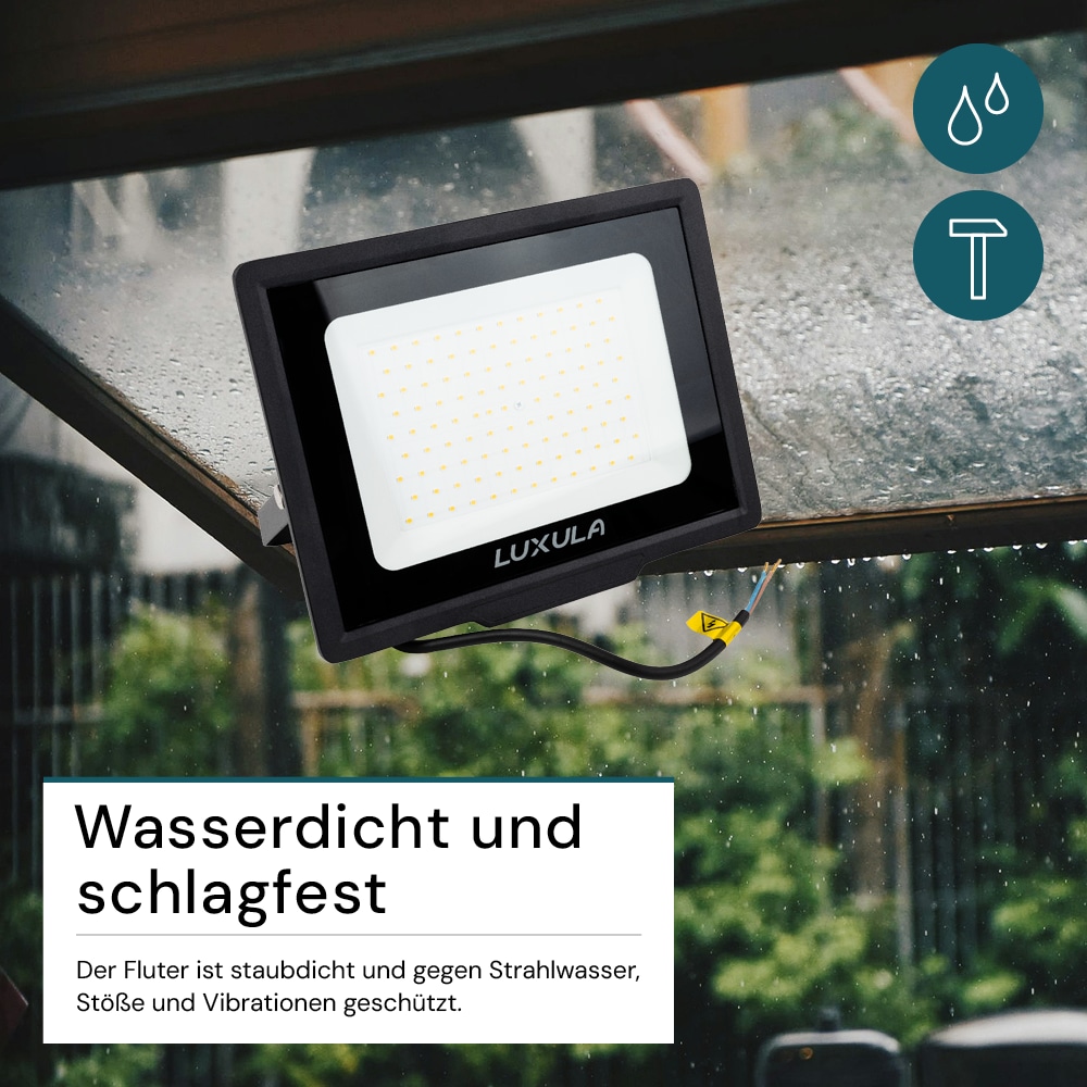 LUXULA LED-Fluter, EEK: F, 100W, 10000lm, 4000K, schwarz