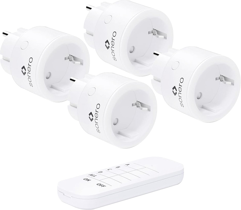 SONERO Funksteckdosen-Set S-RCS104, 1 Sender, 4 Empfänger, weiß