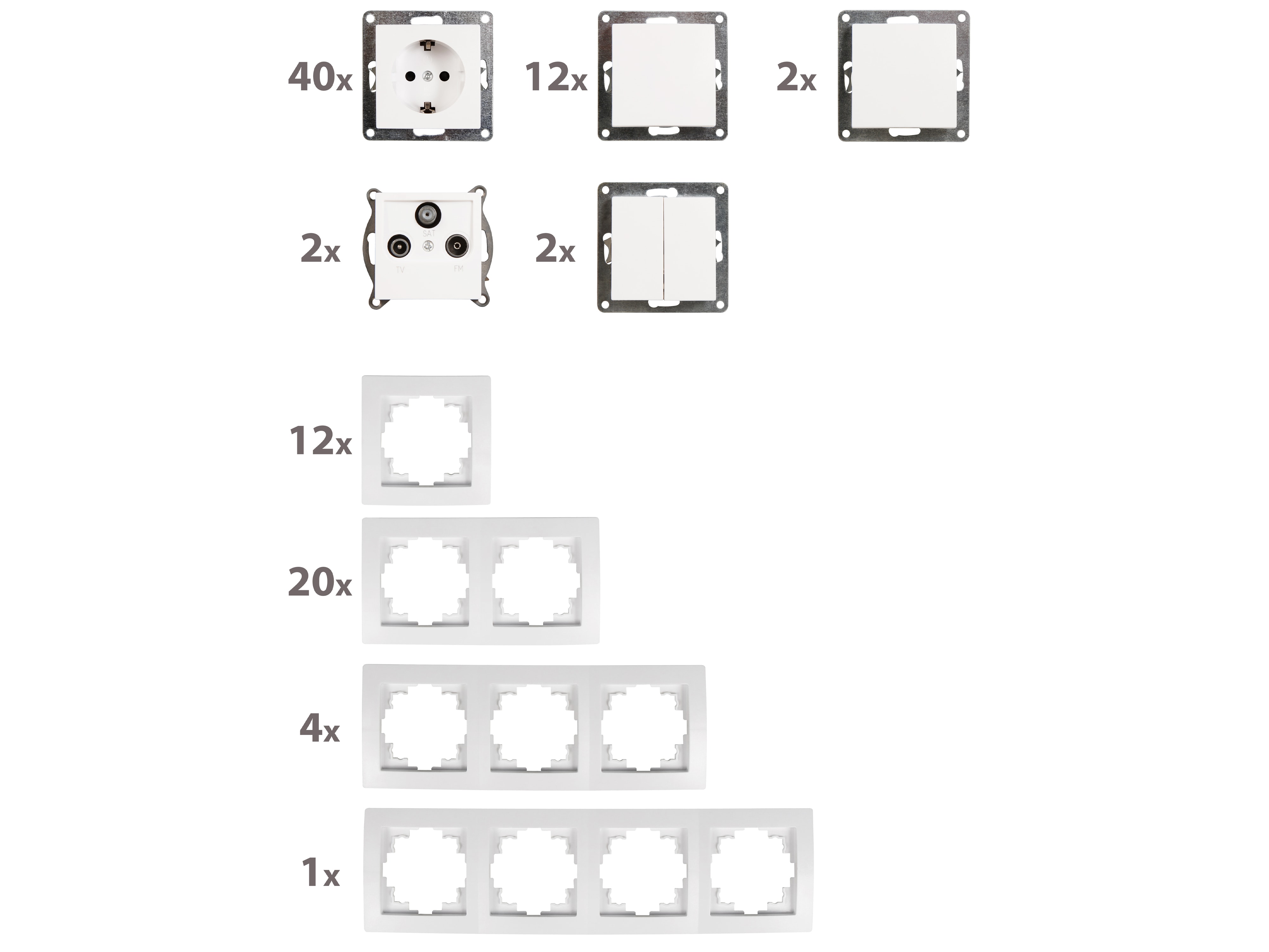 MCPOWER Schalter und Steckdosen Set Flair "Einfamilienhaus", 95-teilig, weiß