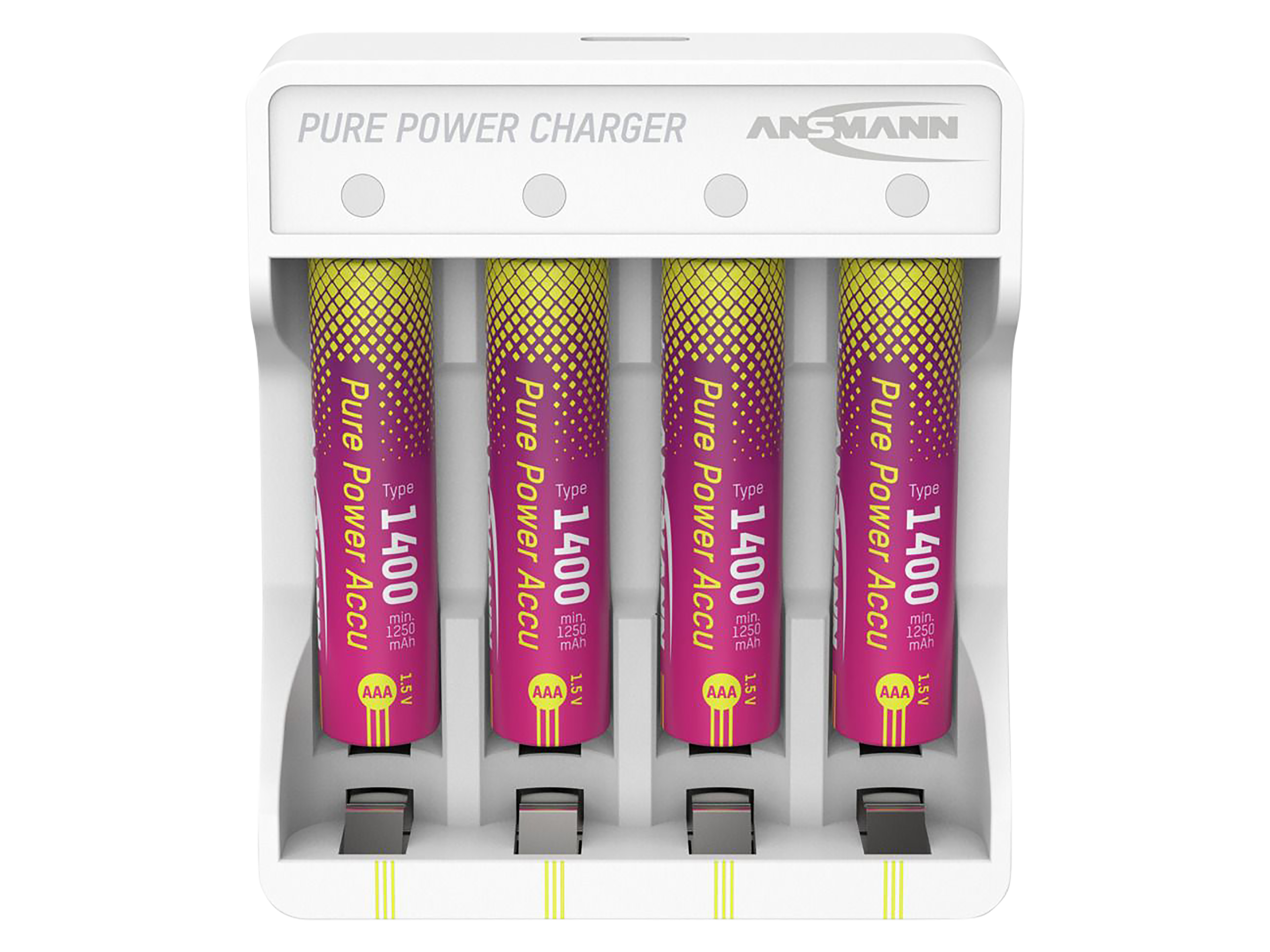 Lademodul ANSMANN Pure Power Set, 4× Micro AAA Akkus Typ 1400