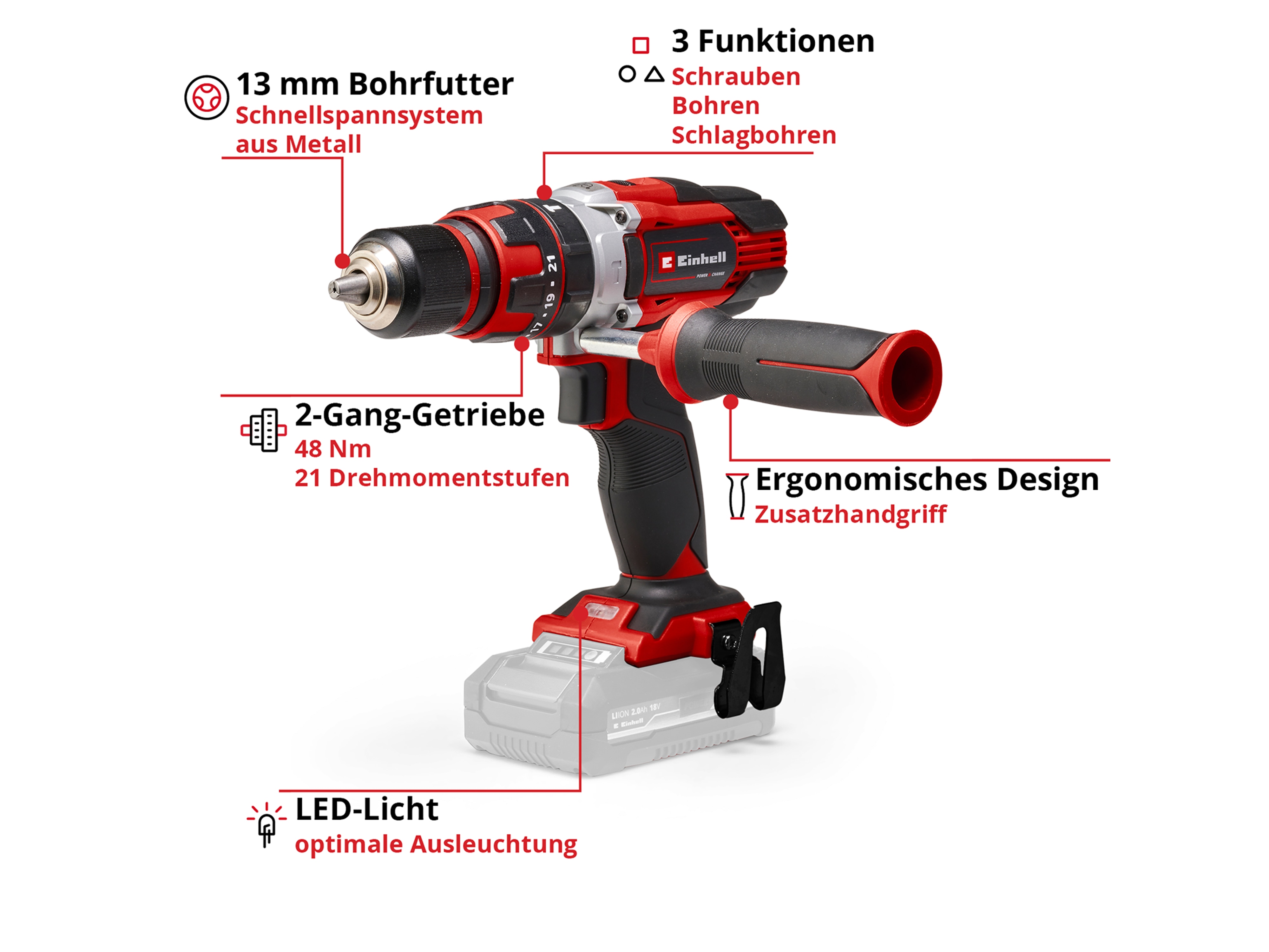 EINHELL Akku-Schlagbohrschrauber TE-CD 18/48 Li-i Solo EINHELL Akku-Schlagbohrschrauber TE-CD 18/48 Li-i Solo
