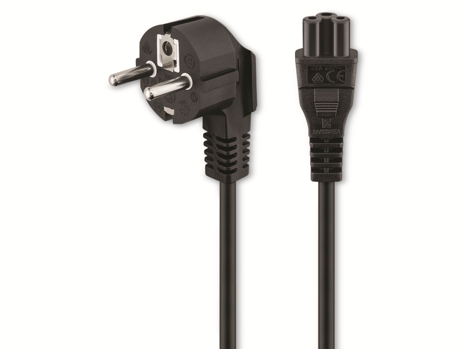 GOOBAY Netzkabel mit Kleeblattstecker NK 114 S-300, 3 m, schwarz, 90°