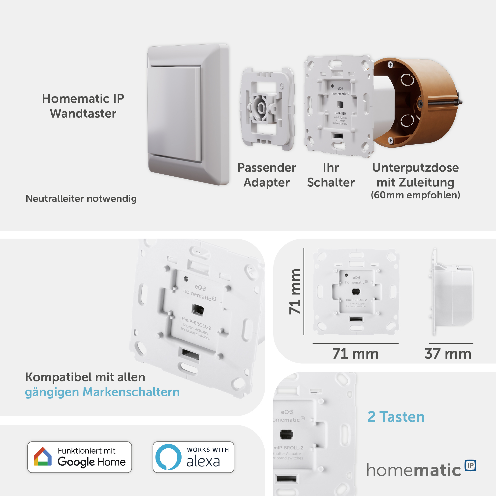 HOMEMATIC IP Smart Home 151322A0, Rollladenaktor HOMEMATIC IP Smart Home 151322A0, Rollladenaktor