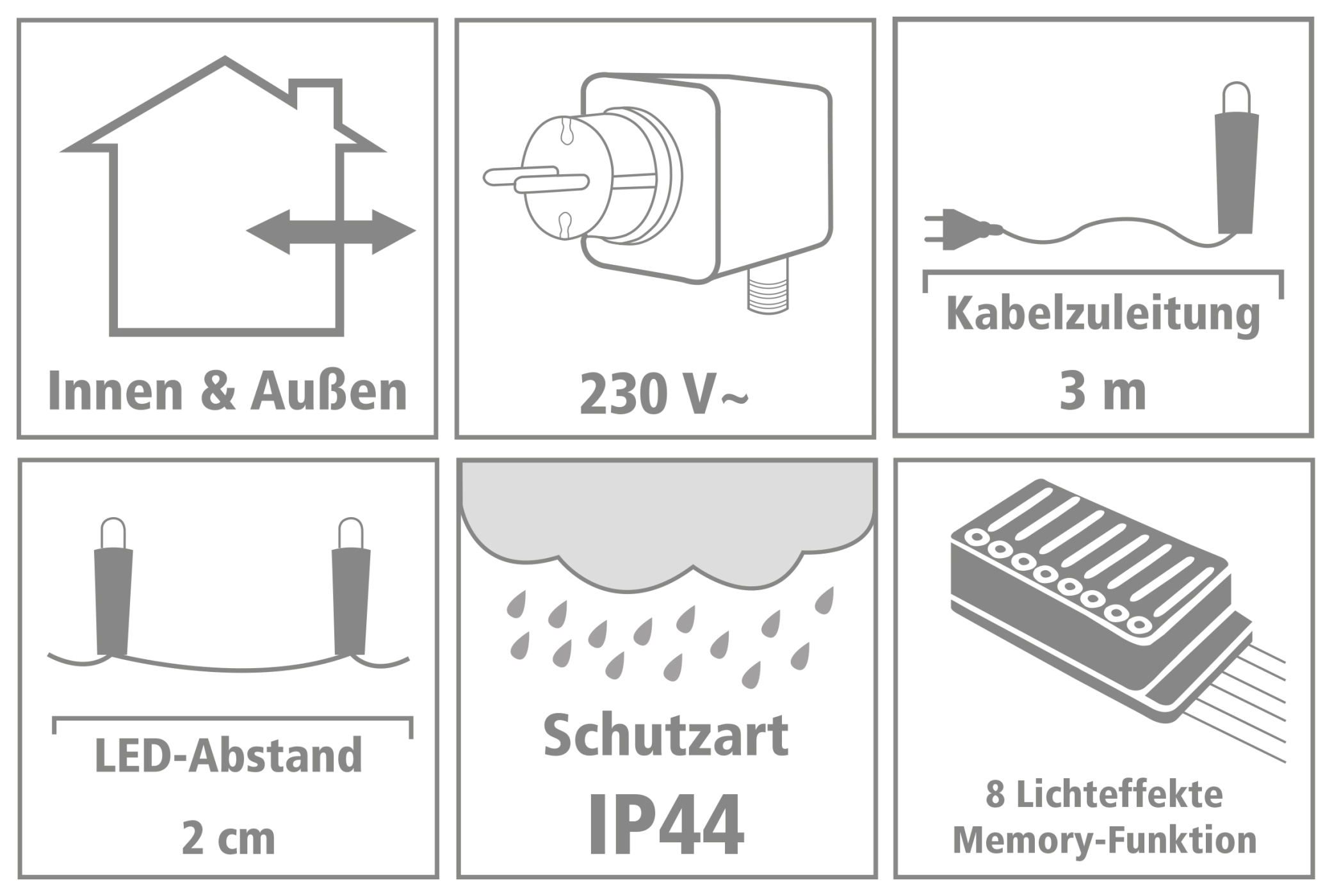 LED-Büschellichterkette Cluster, 800 LEDs, bernstein, 230V~, IP44, 19 m