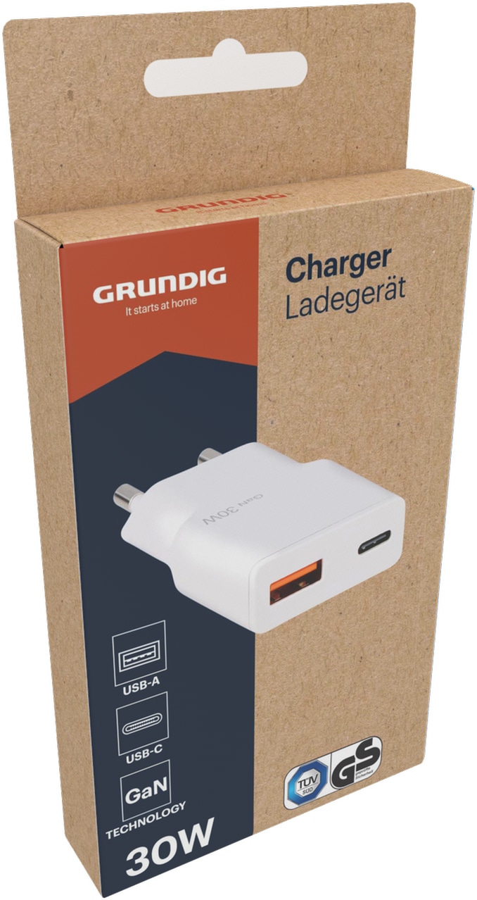 GRUNDIG USB-Ladegerät, USB-A, USB-C, weiß GRUNDIG USB-Ladegerät, USB-A, USB-C, weiß