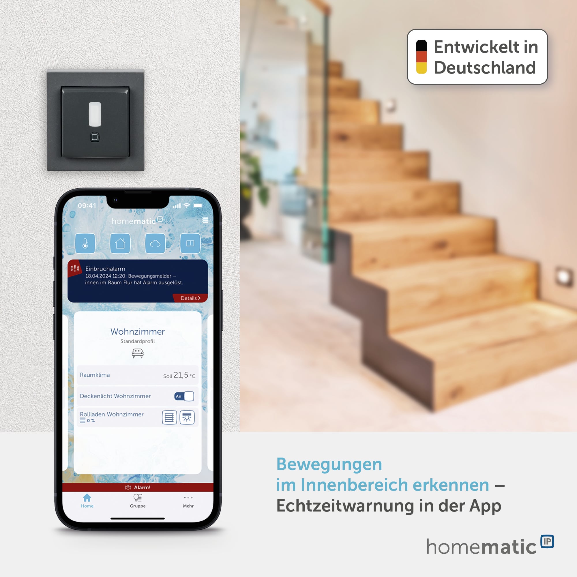 HOMEMATIC IP 159903A0, Bewegungsmelder, 55er Rahmen, innen, anthrazit