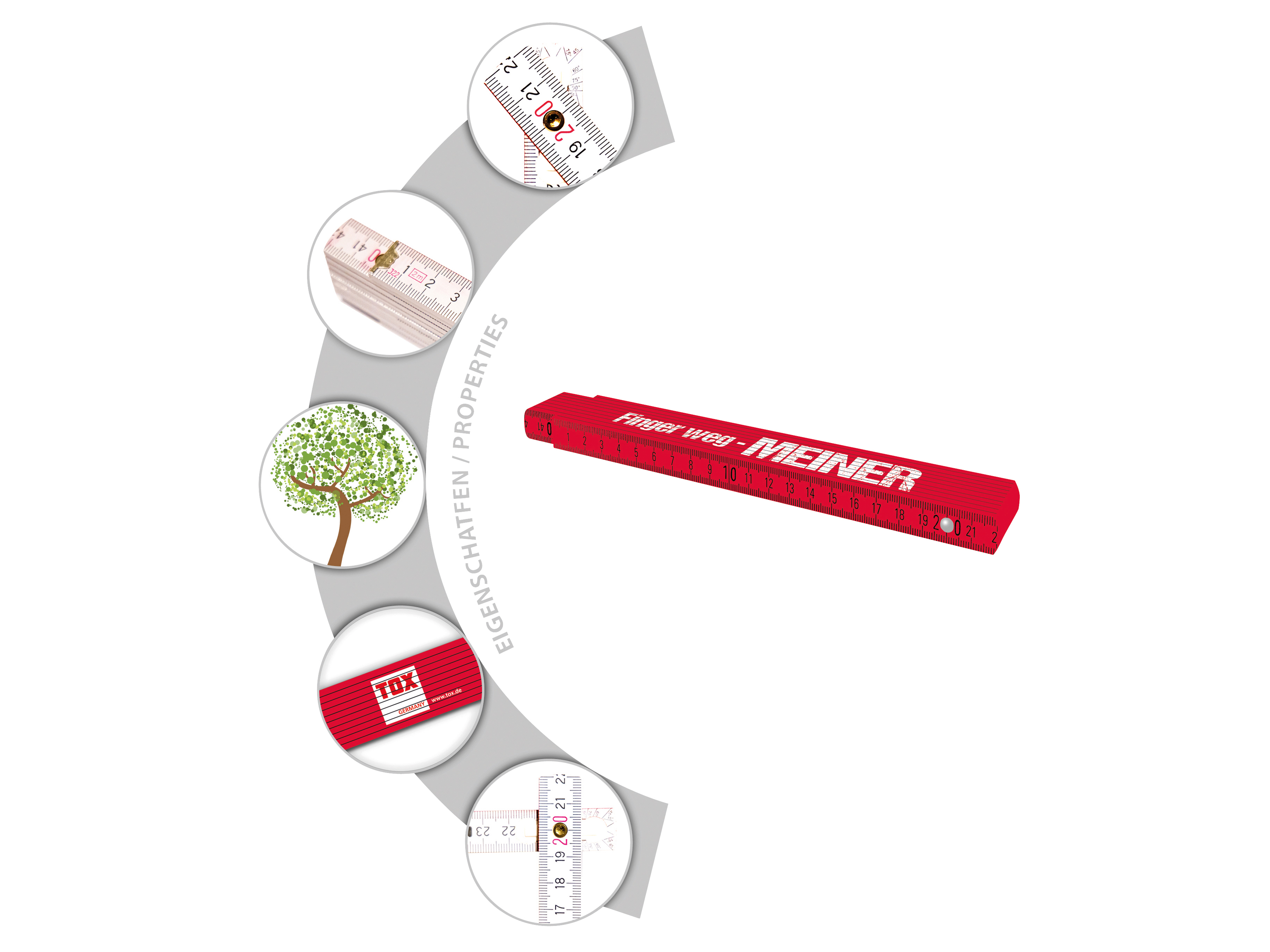 TOX Meterstab, Aufdruck: Finger weg - MEINER, 2 m