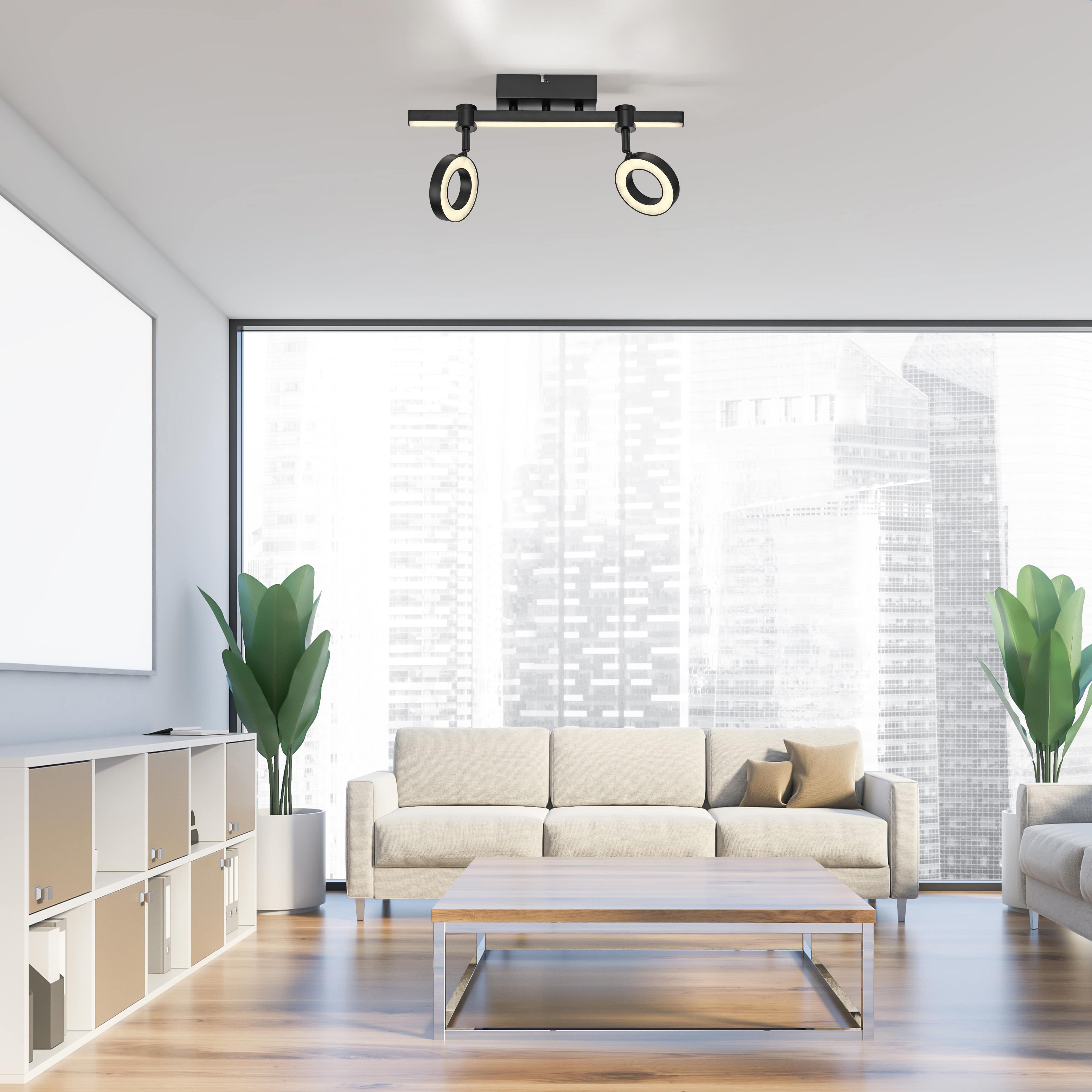 JUST LIGHT LED-Deckenleuchte 12075-18 schwarz, 10,5 W, 1300 lm, CCT, RGB, Smart Home