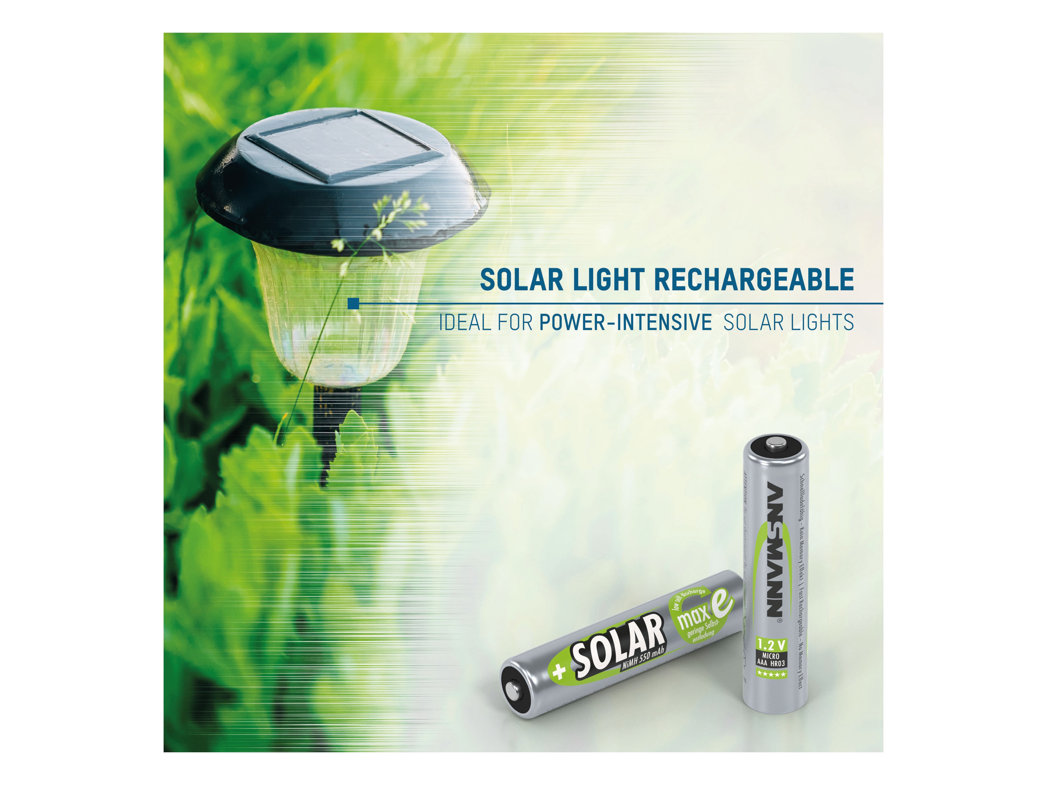 ANSMANN Solar NiMH Akku Micro AAA 550 mAh maxE 2-Stück