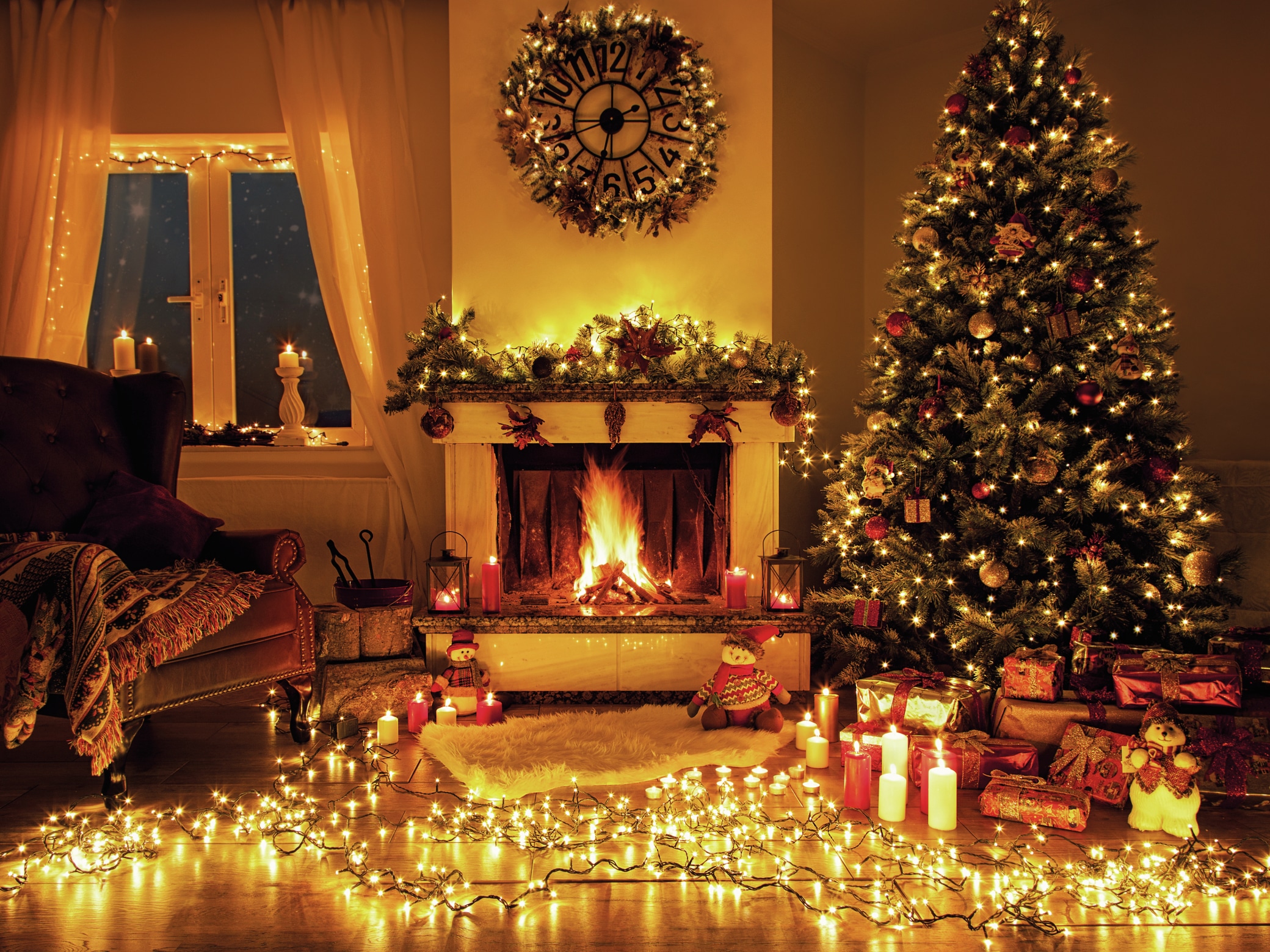 LED-Büschellichterkette Cluster, 1200 LEDs, bernstein, 230V~, IP44, 27 m