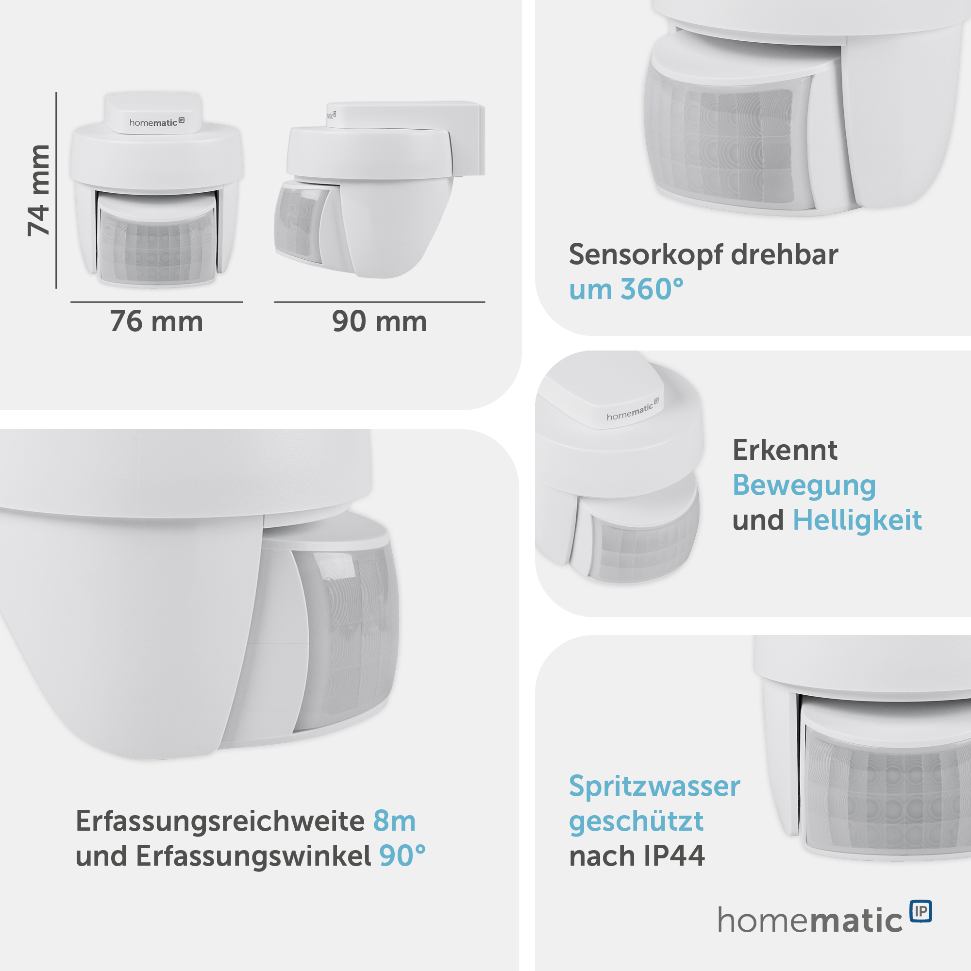 HOMEMATIC IP 156203A0, Bewegungsmelder, außen, weiß HOMEMATIC IP 156203A0, Bewegungsmelder, außen, weiß