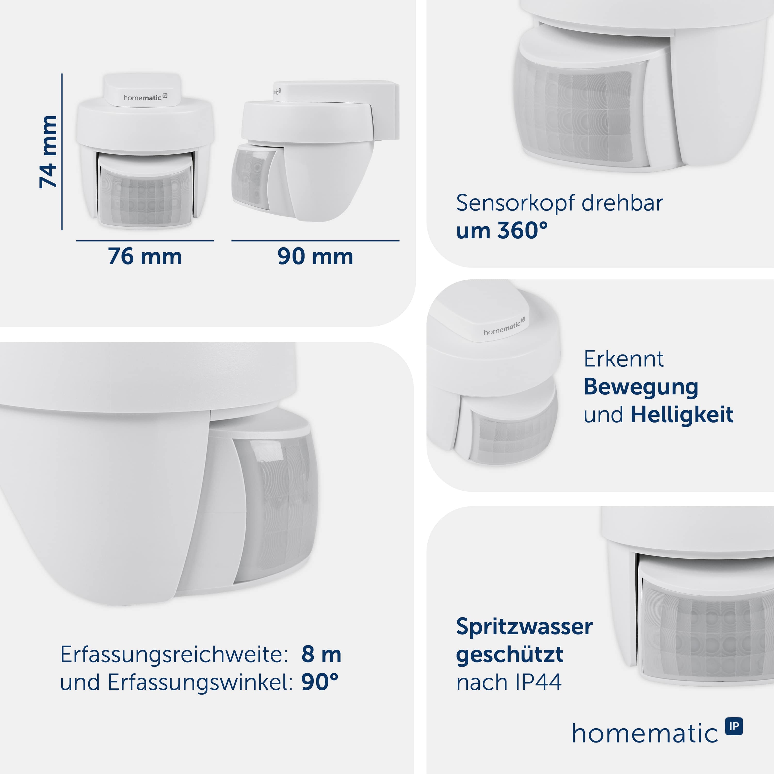 HOMEMATIC IP 156203A0, Bewegungsmelder, außen, weiß HOMEMATIC IP 156203A0, Bewegungsmelder, außen, weiß