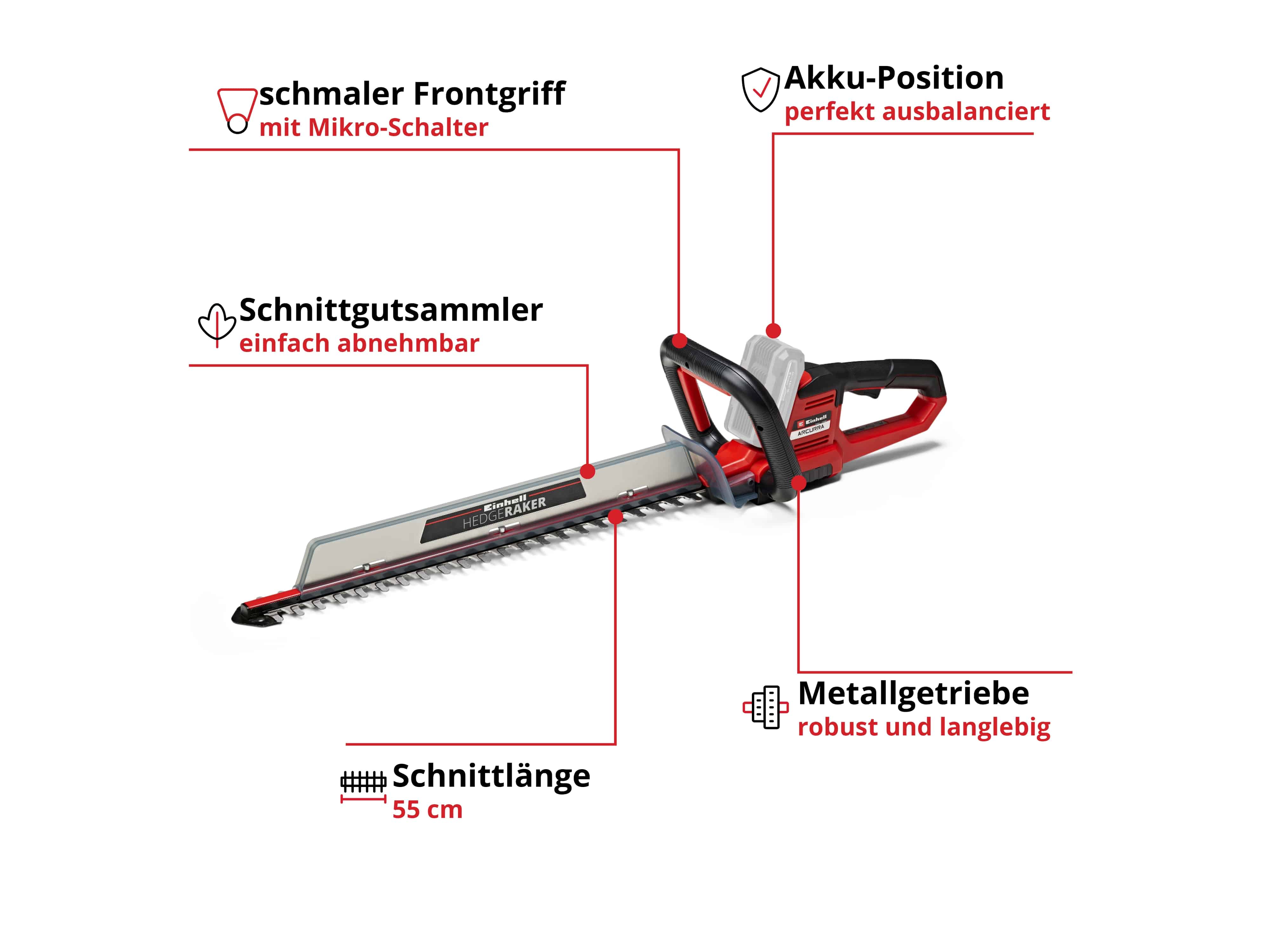 EINHELL Akku-Heckenschere ARCURRA 18/55