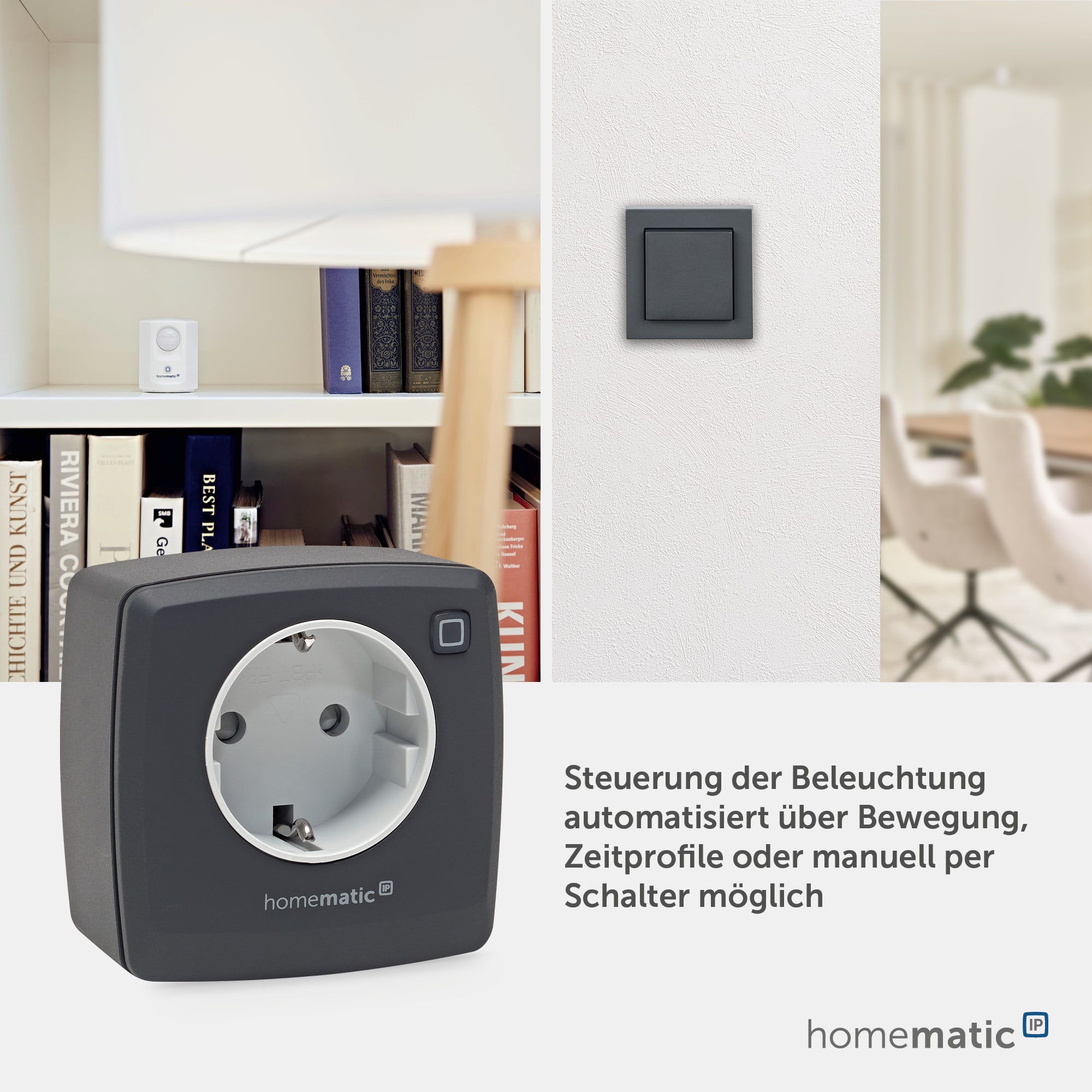 HOMEMATIC IP 161621A0, Dimmer-Steckdose, Phasenabschnitt, anthrazit