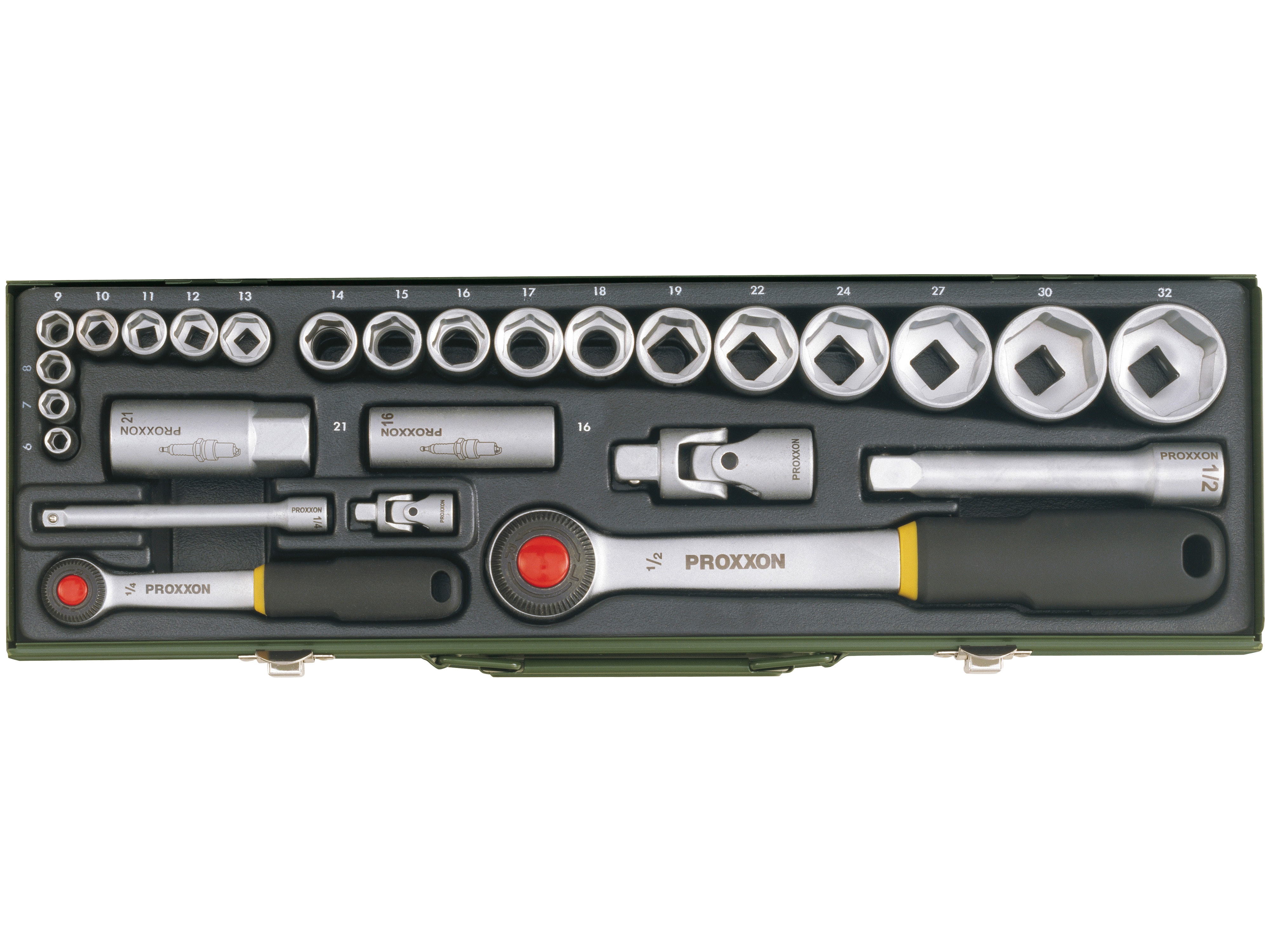 PROXXON PKW-Steckschlüsselsatz mit 1/4"- und 1/2"-Ratsche, 23020, 27-teilig PROXXON PKW-Steckschlüsselsatz mit 1/4"- und 1/2"-Ratsche, 23020, 27-teilig