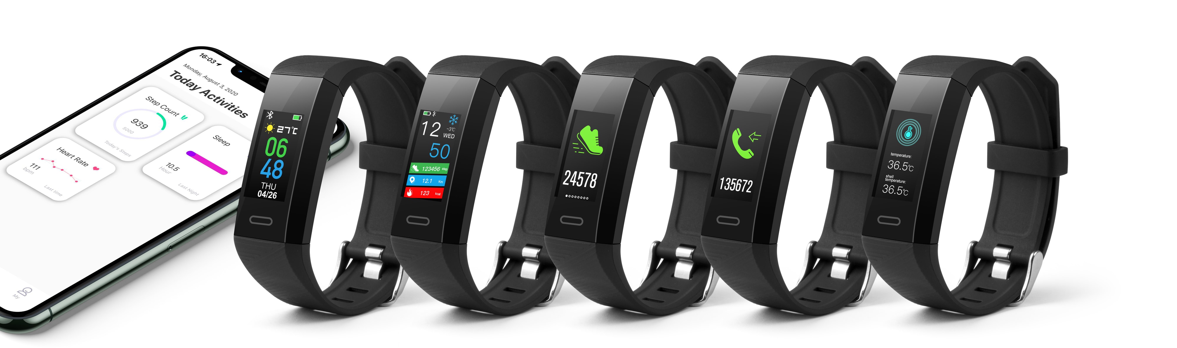TECHNAXX Fitness-Tracker TX-HR7, mit Temperaturmessung