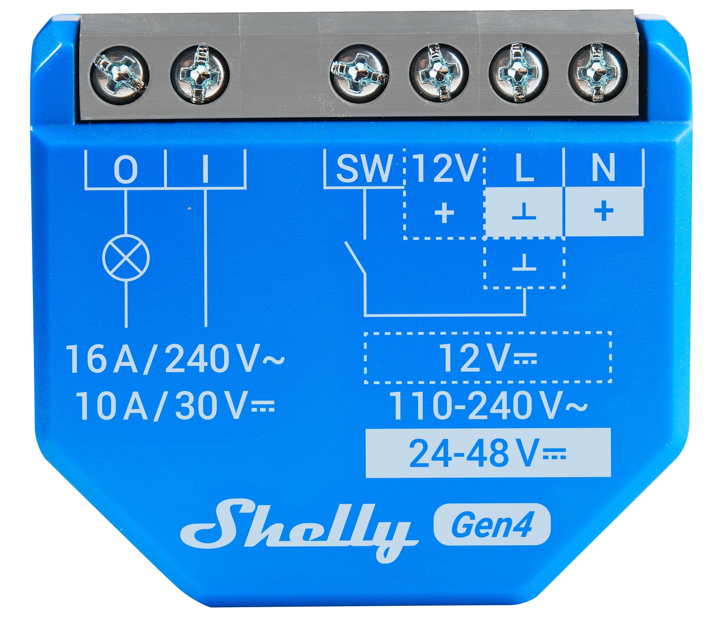SHELLY Relais 1 Gen4, 16 A, WLAN, Bluetooth, blau, 3 Stück