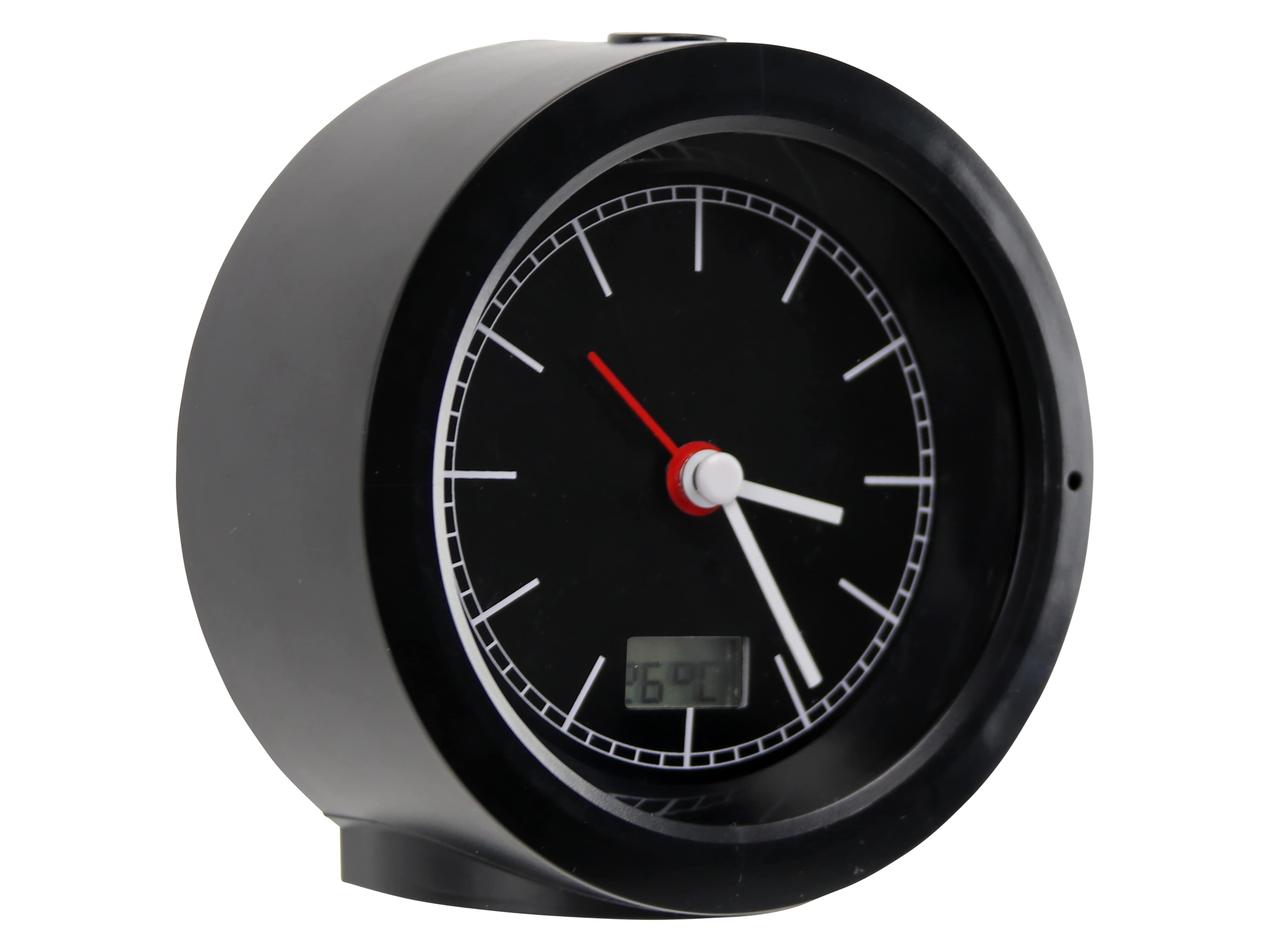 Analoge Funkuhr, Temperaturanzeige, geräuscharm, schwarz