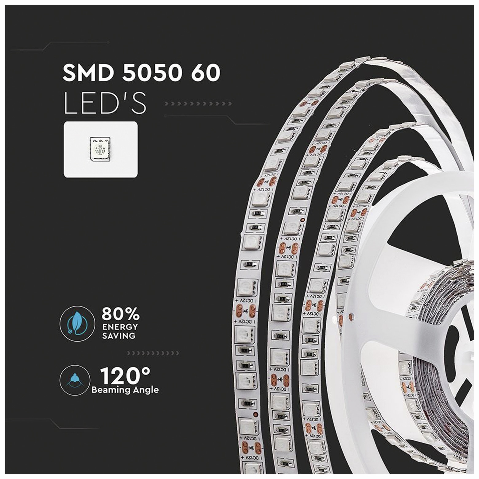 LED-Strip VT-5050 (2122), 300 LEDs, 5 m, 12V, 3000 K