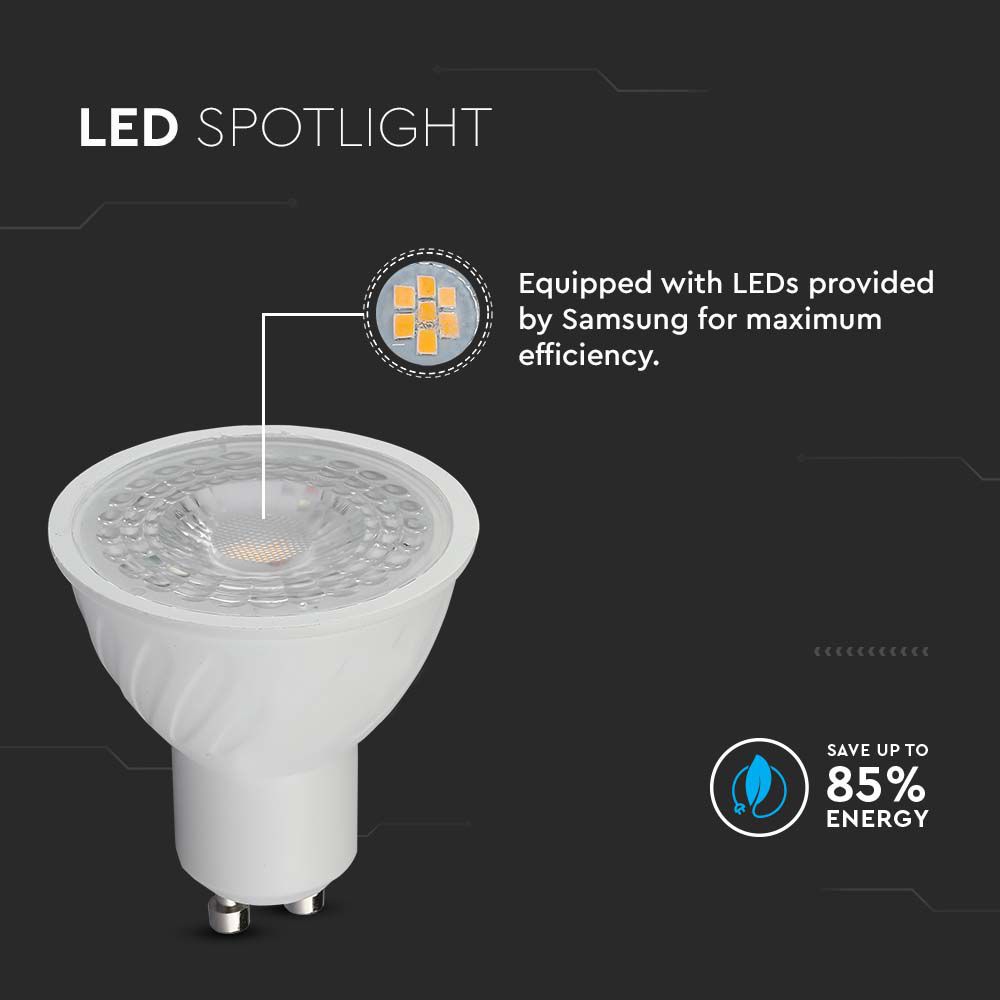 V-TAC LED-Lampe VT-21189, EEK: F, 6W, 445lm, 3000k, GU10, 38° V-TAC LED-Lampe VT-21189, EEK: F, 6W, 445lm, 3000k, GU10, 38°