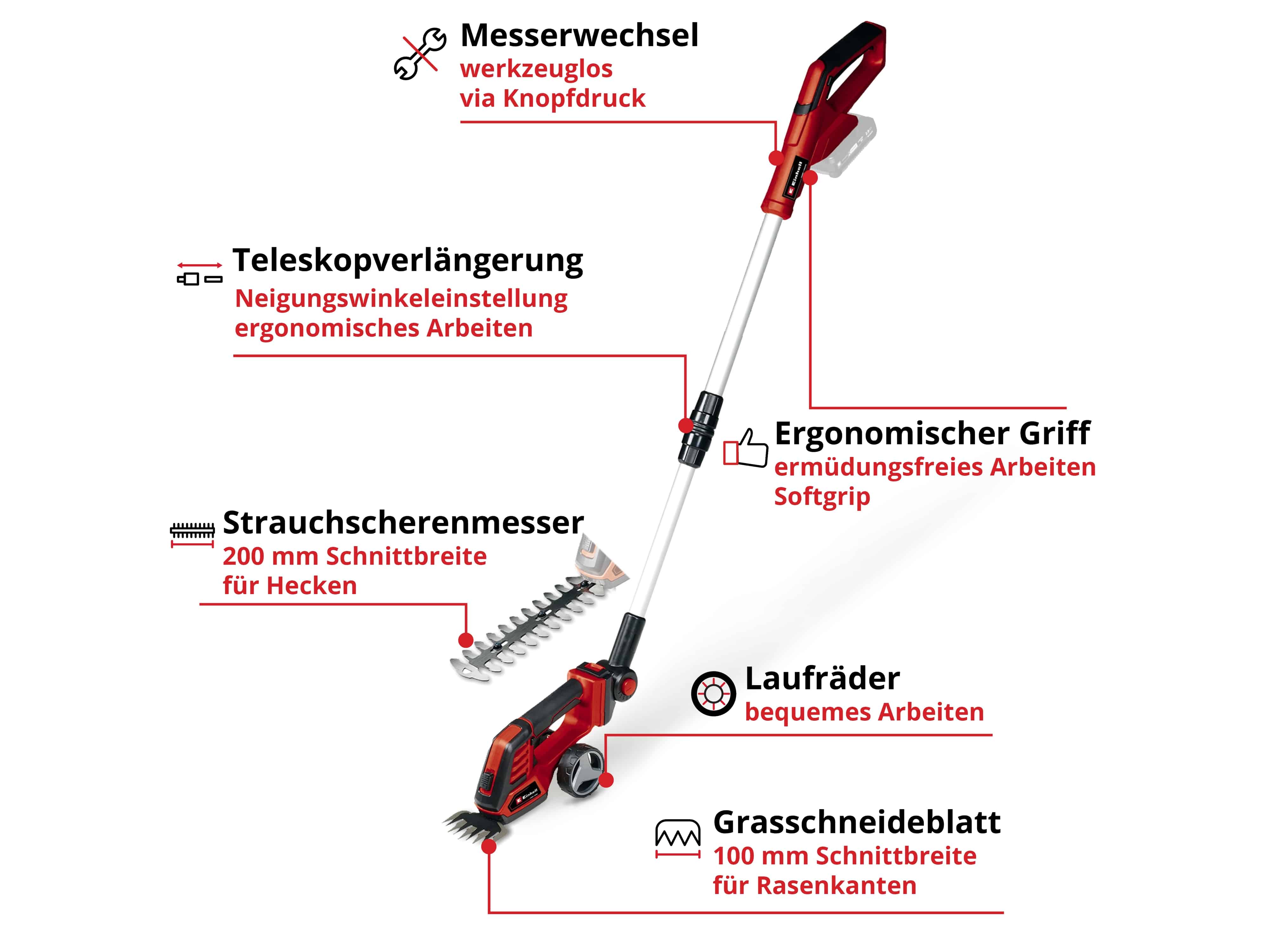 EINHELL Akku-Gras- und Strauchschere GE-CG 18/100 Li T-Solo EINHELL Akku-Gras- und Strauchschere GE-CG 18/100 Li T-Solo