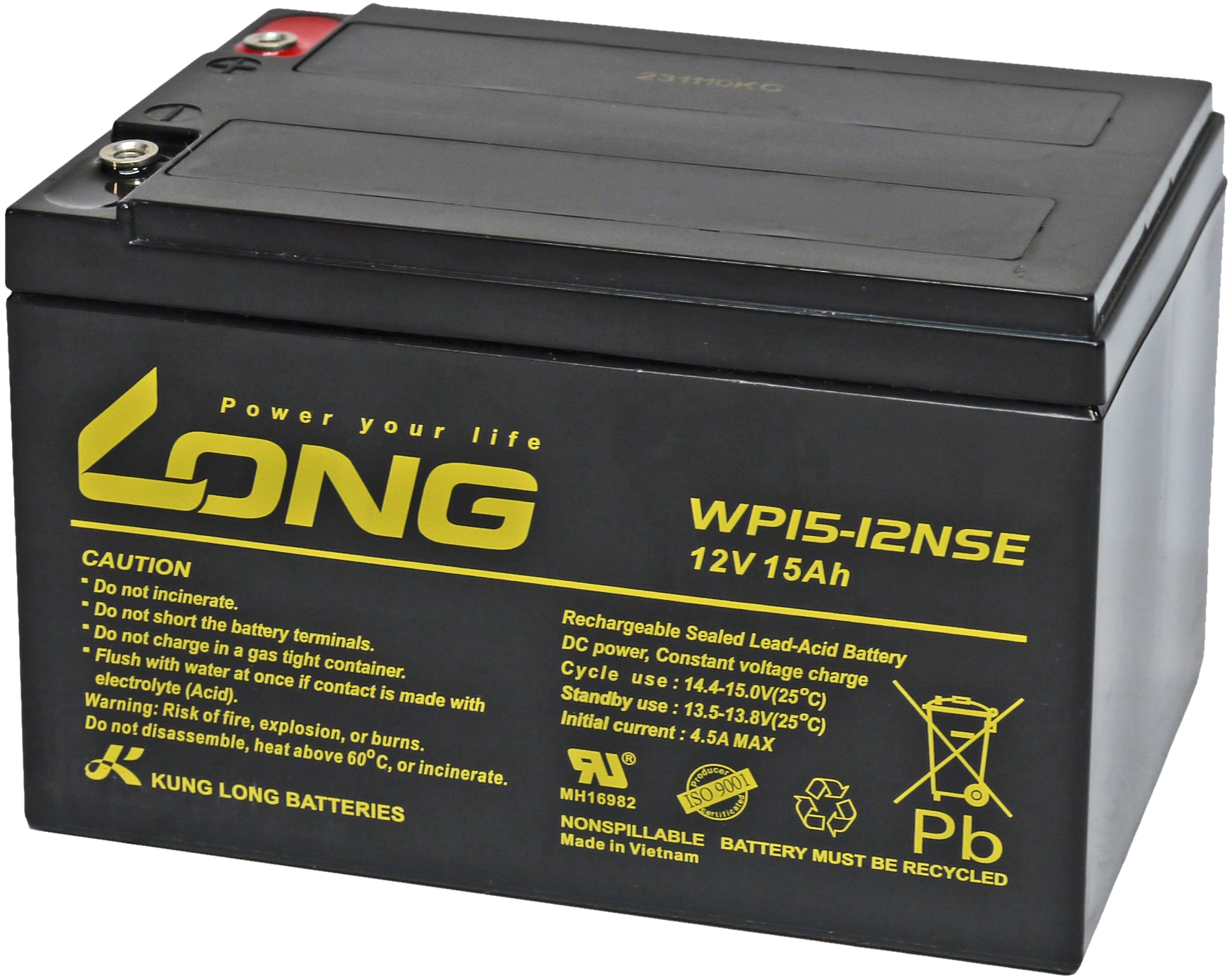 KUNG LONG Blei-Akkumulator WP15-12NSE-M, 12 V- / 15 Ah