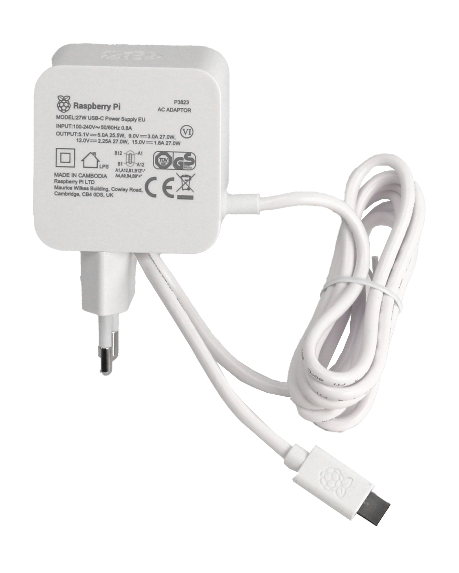 RASPBERRY PI Netzteil, USB-C, 27 W, weiß