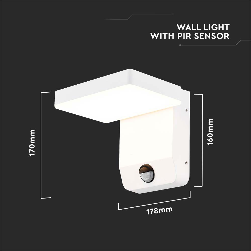 V-TAC LED-Fluter VT-11020S, EEK: E, 17 W, 2520 lm, 3000 K, Sensor, weiß