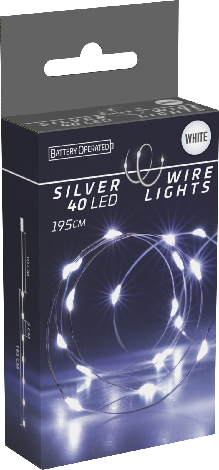 LED-Lichterkette Silberdraht 40 LEDs, kaltweiß, Batteriebetrieb