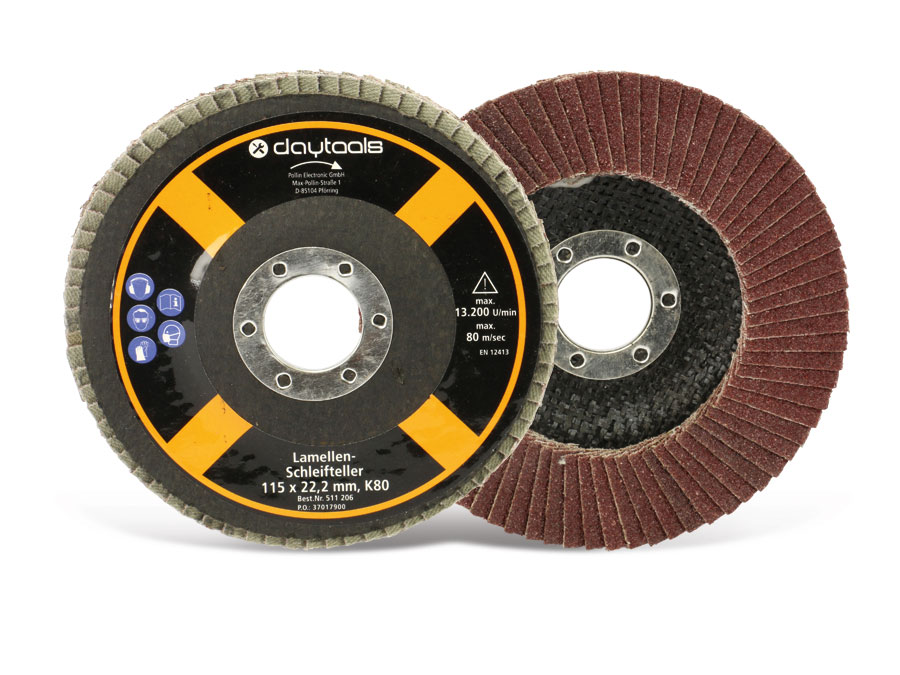 DAYTOOLS Lamellen-Schleifteller, 115 mm, Körnung 80, 5 Stück DAYTOOLS Lamellen-Schleifteller, 115 mm, Körnung 80, 5 Stück