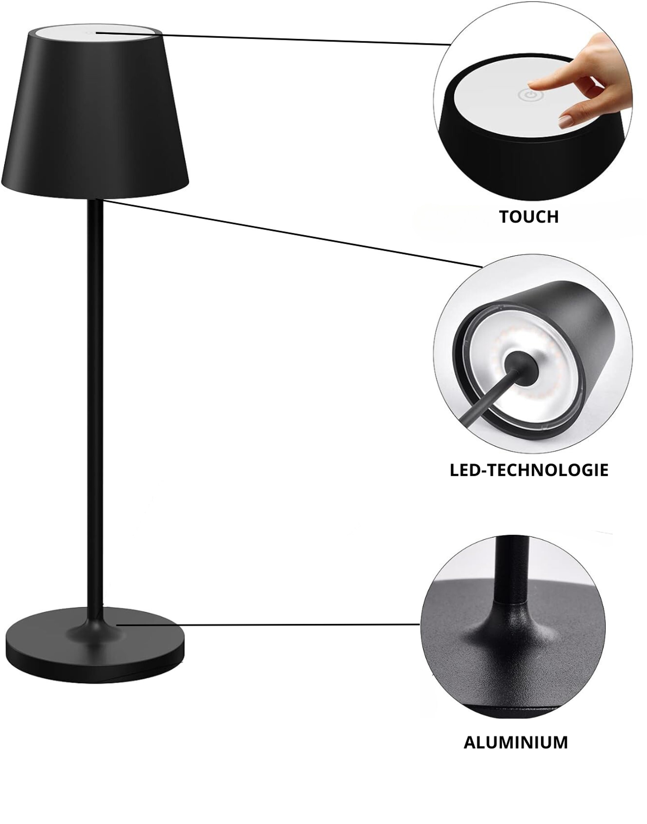 LUXULA LED-Akku-Tischleuchte LX700160, 3W, 200lm, Dimm- und CCT-Funktion LUXULA LED-Akku-Tischleuchte LX700160, 3W, 200lm, Dimm- und CCT-Funktion