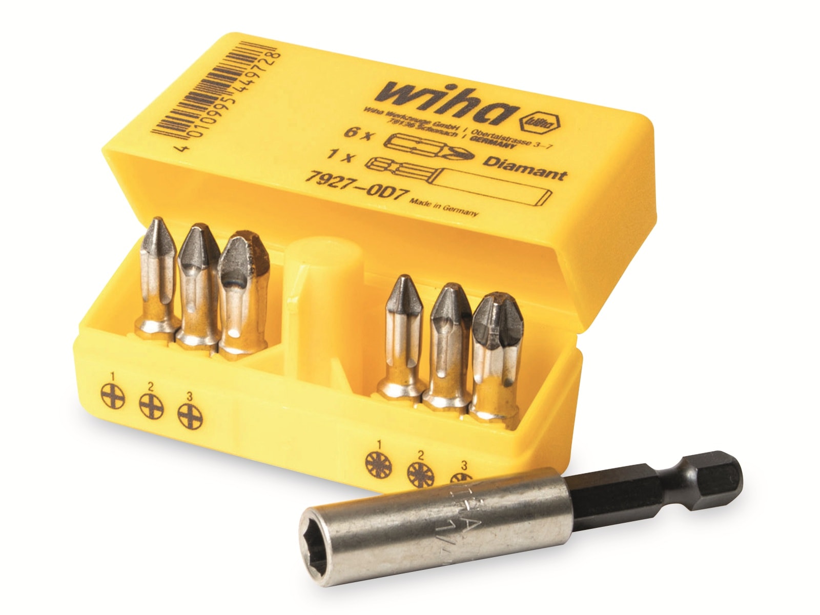 Wiha Bit-Tresor 44972 mit Diamantbits. 7-teilig inkl. Box, gelb Wiha Bit-Tresor 44972 mit Diamantbits. 7-teilig inkl. Box, gelb