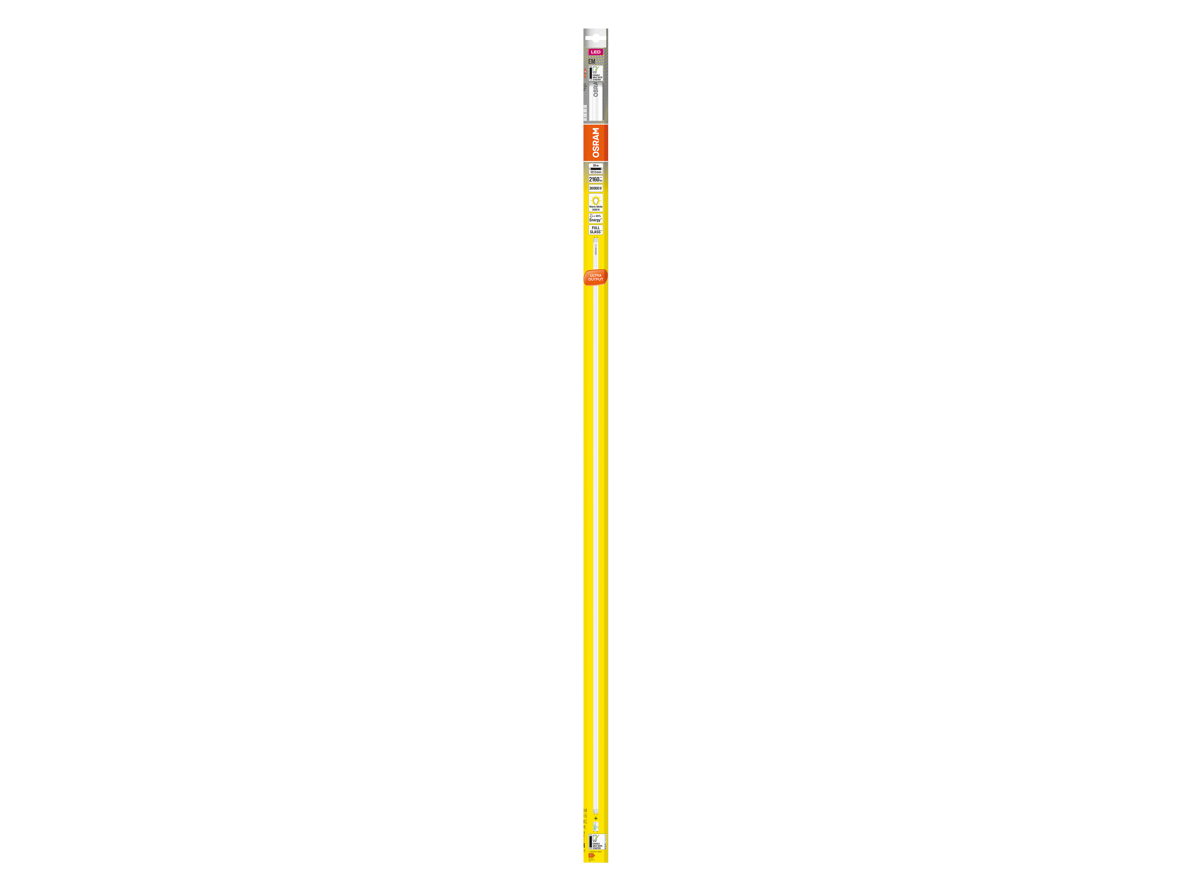 OSRAM LED-Röhre, T8, 1200mm, G13, EEK: F, 20W, 2160lm, 3000K
