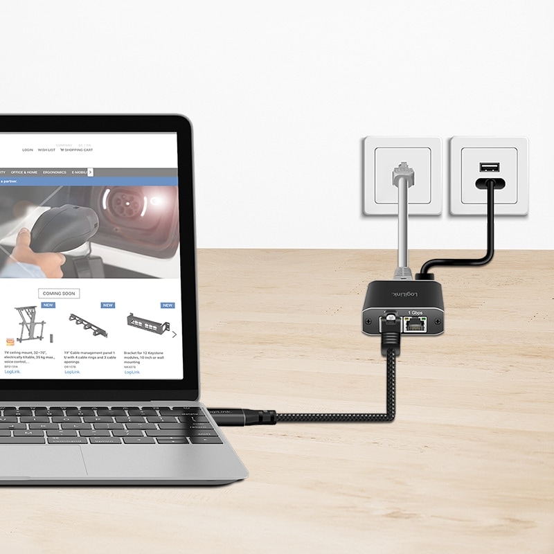 LOGILINK USB-C Ethernet-Kabel CAT6 CU0414 USB-C 3.2 auf RJ 45 5m LOGILINK USB-C Ethernet-Kabel CAT6 CU0414 USB-C 3.2 auf RJ 45 5m