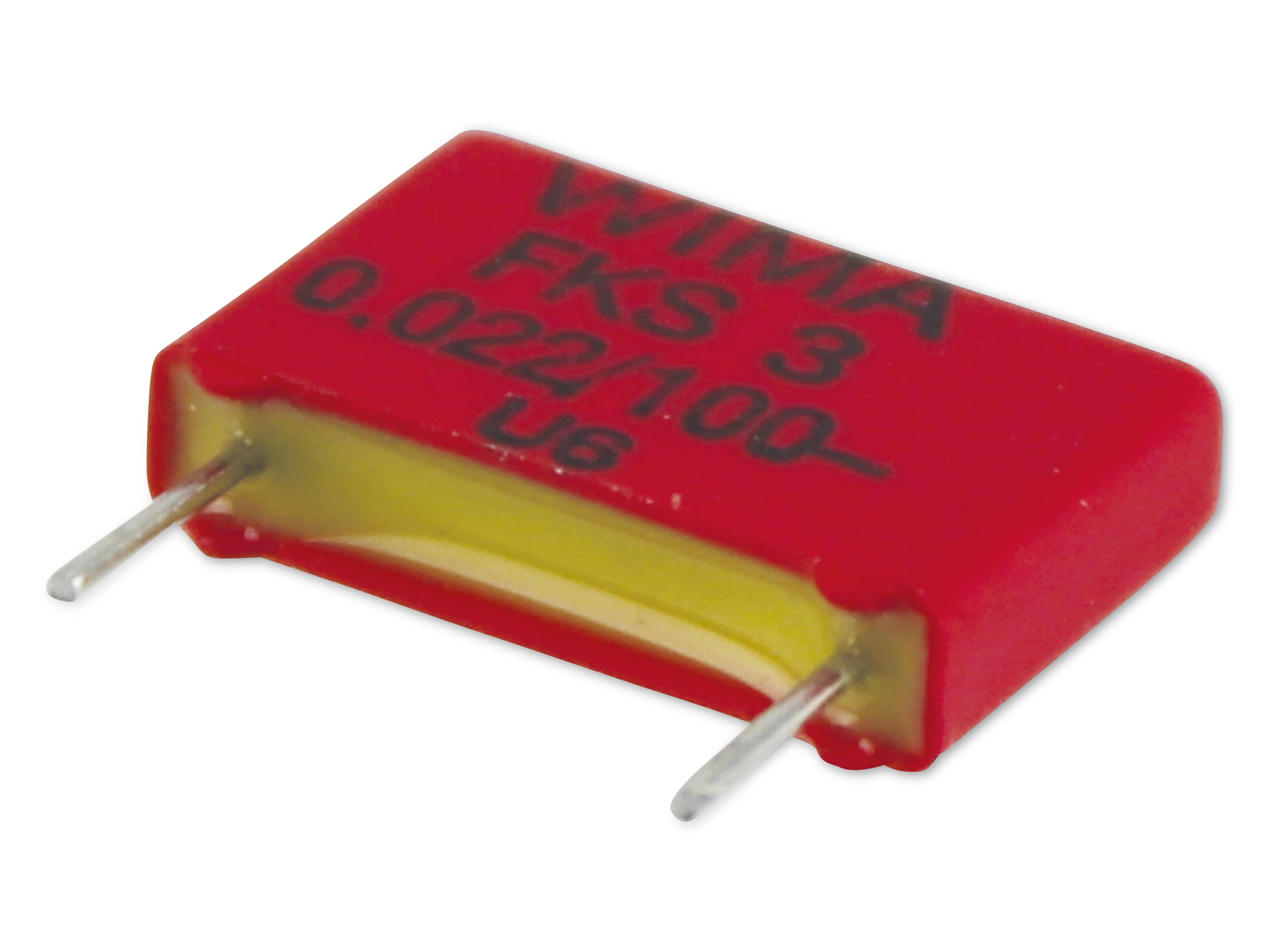 WIMA Folienkondensator FKS3, 22 nF, 100 V-, radial, RM 10 WIMA Folienkondensator FKS3, 22 nF, 100 V-
