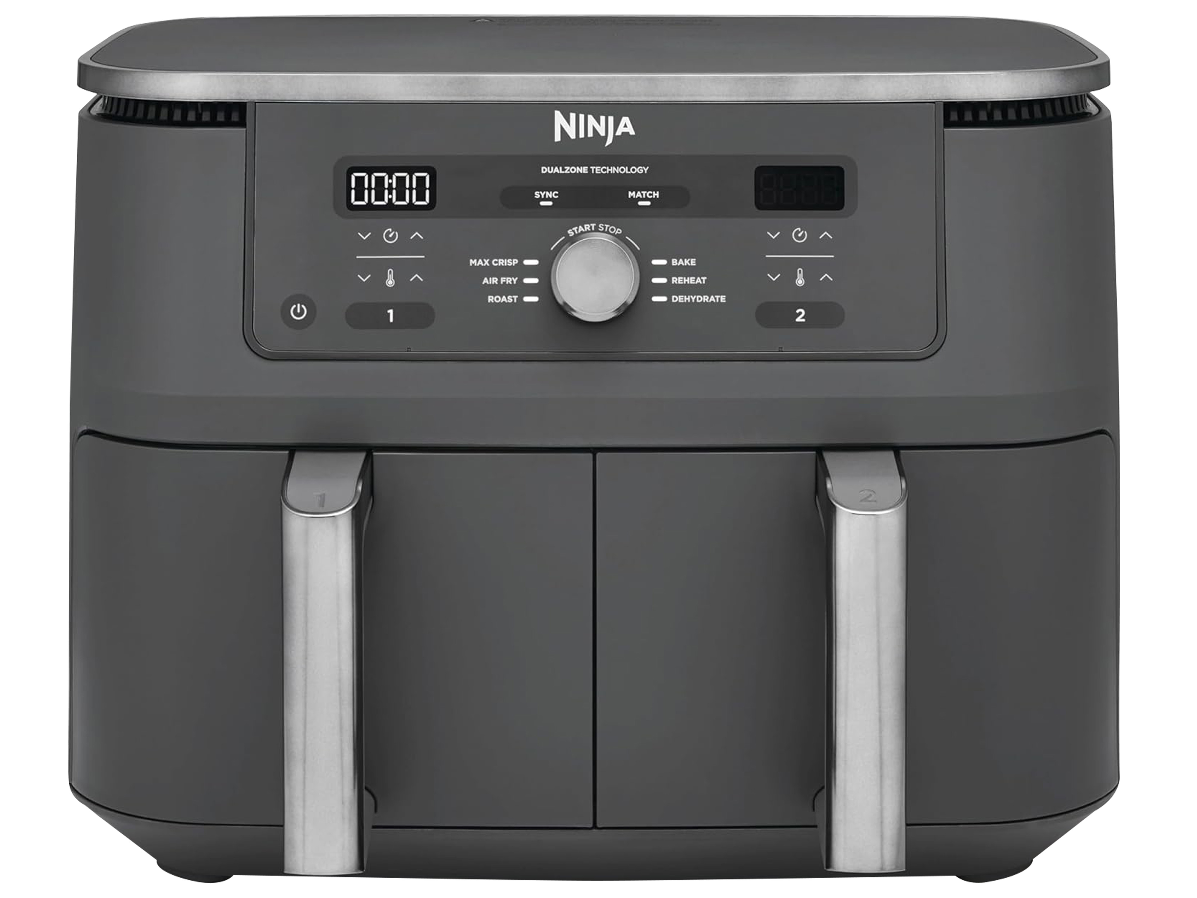 NINJA Heißluftfritteuse DZ400EU, Dual Zone, 9,5L, 2470W, Metallic Grau