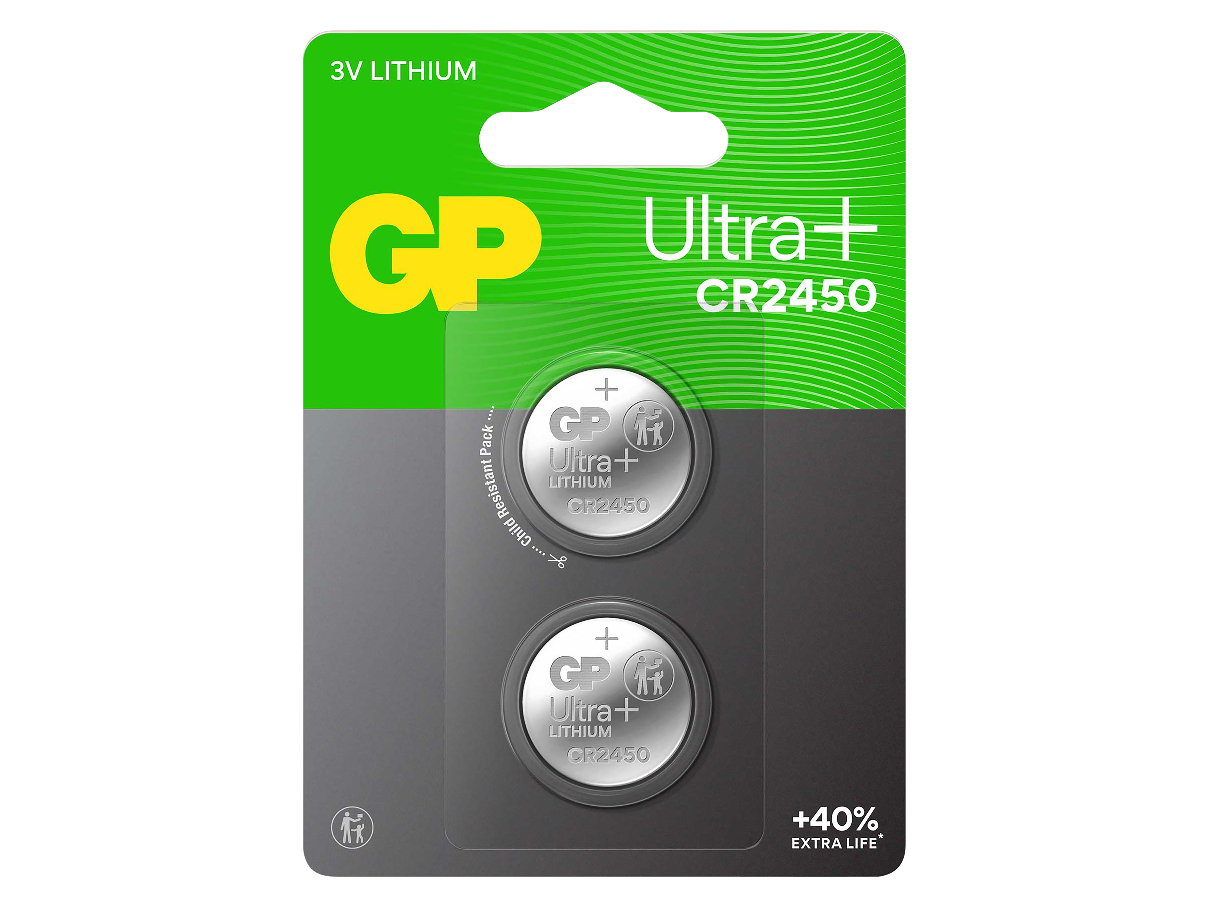 Knopfzelle GP Ultra Plus, CR2450, Lithium, 2 Stück Knopfzelle GP Ultra Plus, CR2450, Lithium, 2 Stück