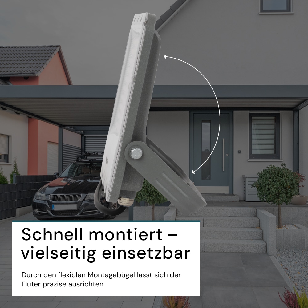 LUXULA LED-Fluter, EEK: E, 100W, 12000lm, 4000K, IP65, grau