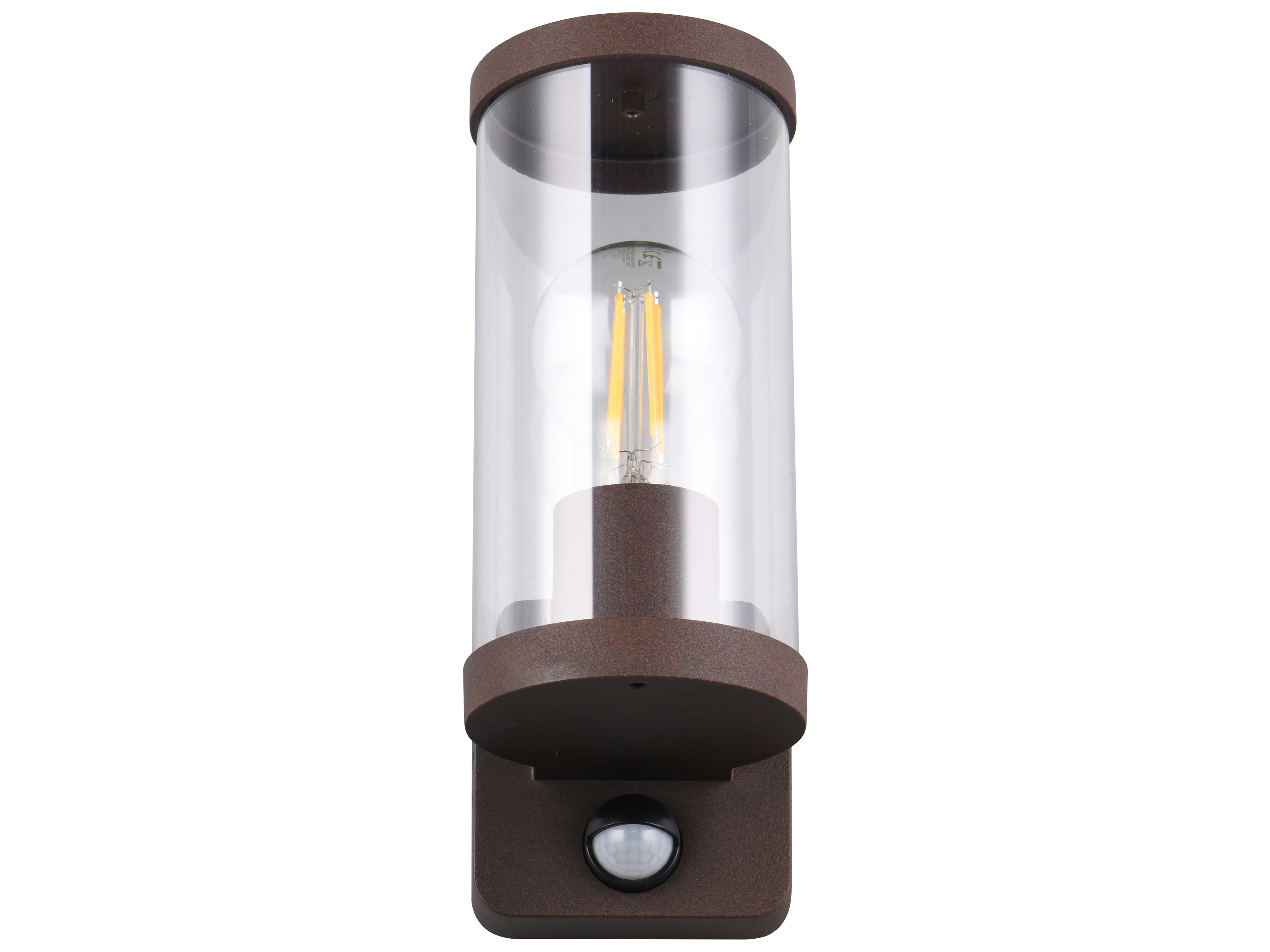 REALITY Wandleuchte BONITO R21599, E27, 28W, ohne Leuchtmittel, Bewegungssensor, IP44, braun