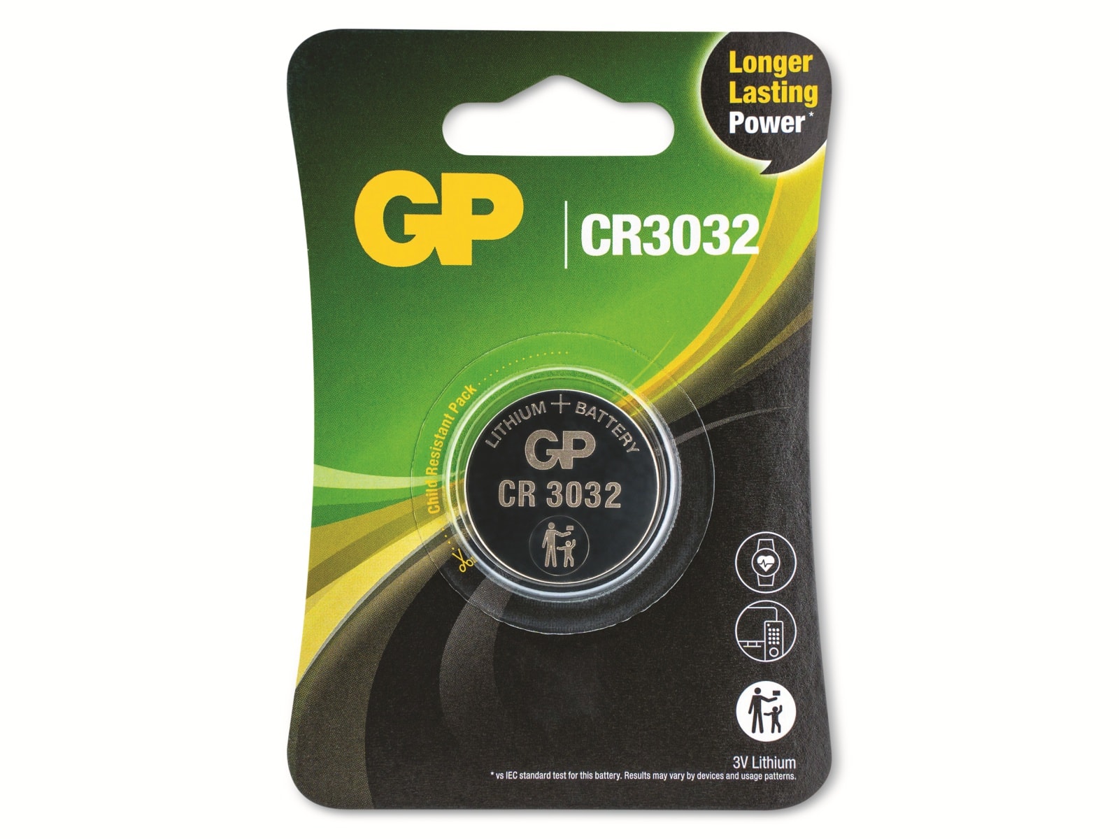 GP Lithium-Knopfzelle CR3032, 3V