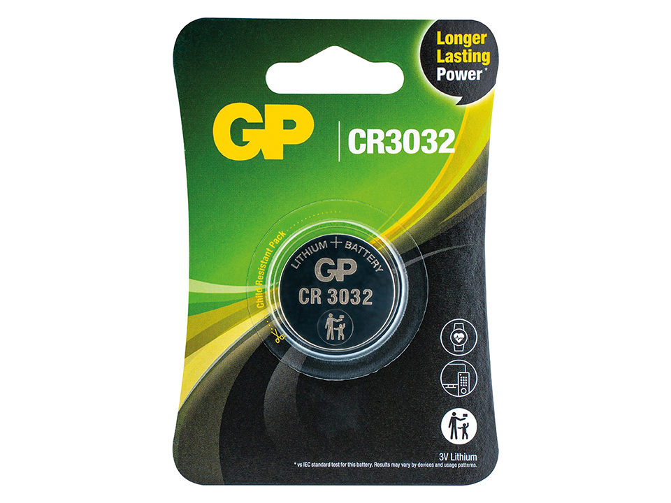 GP Lithium-Knopfzelle CR3032, 3V