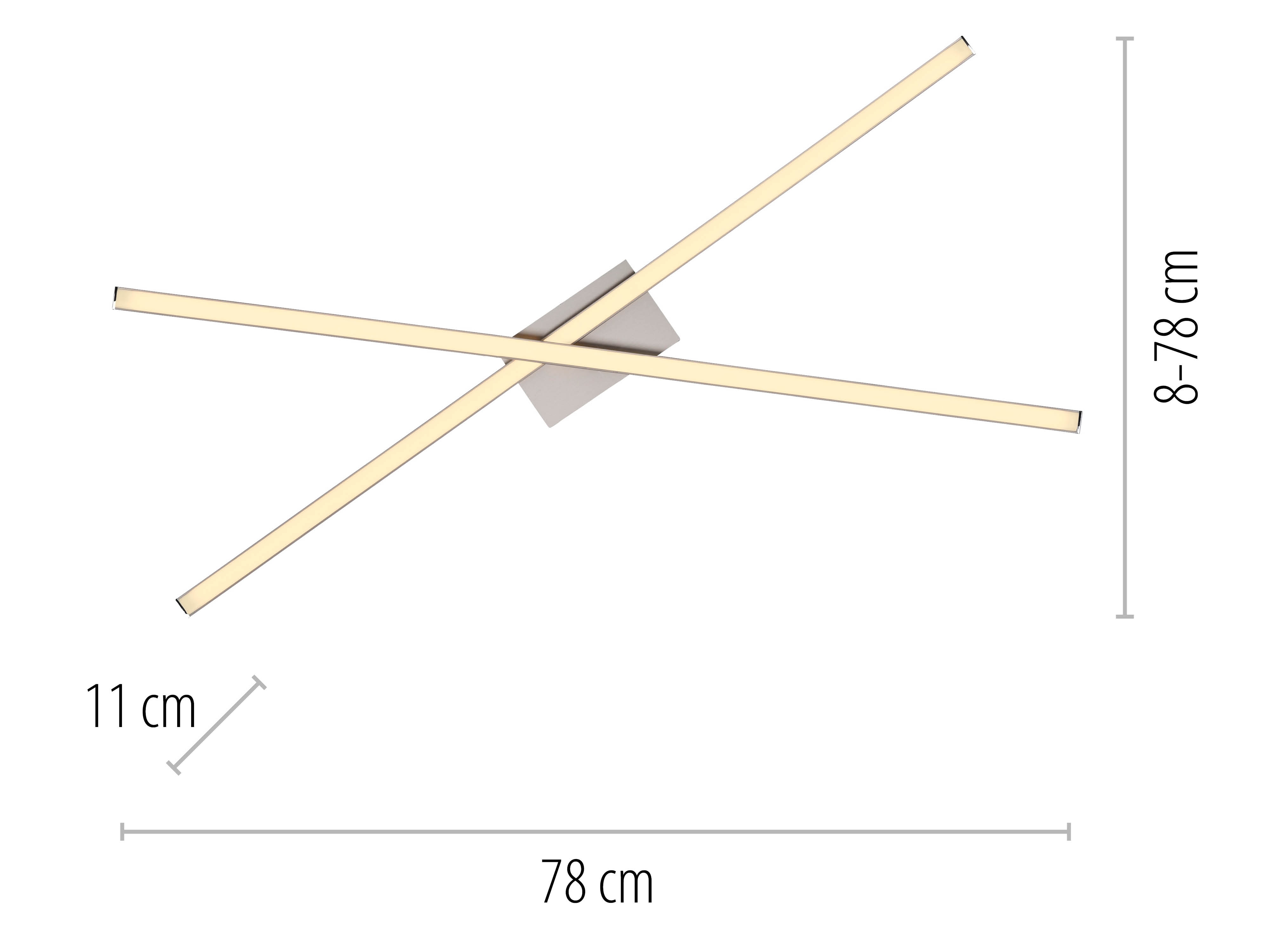 JUST LIGHT LED-Deckenleuchte 14726-55, 12W, 3000K, 1730lm, warmweiß, IP20, stahl