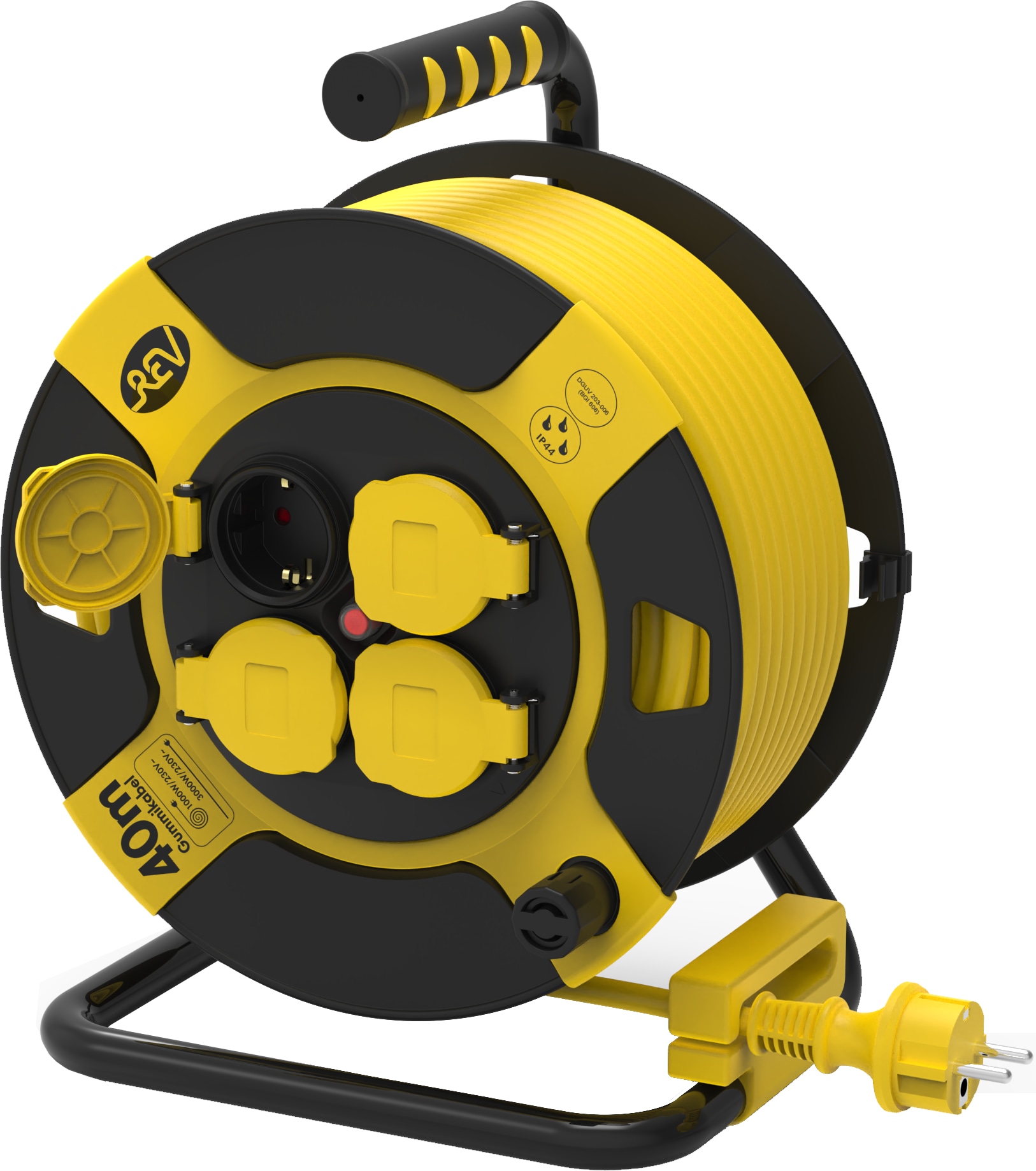 REV Kabeltrommel H07RN, Kunststoff, schwarz/gelb, IP44, 40 m