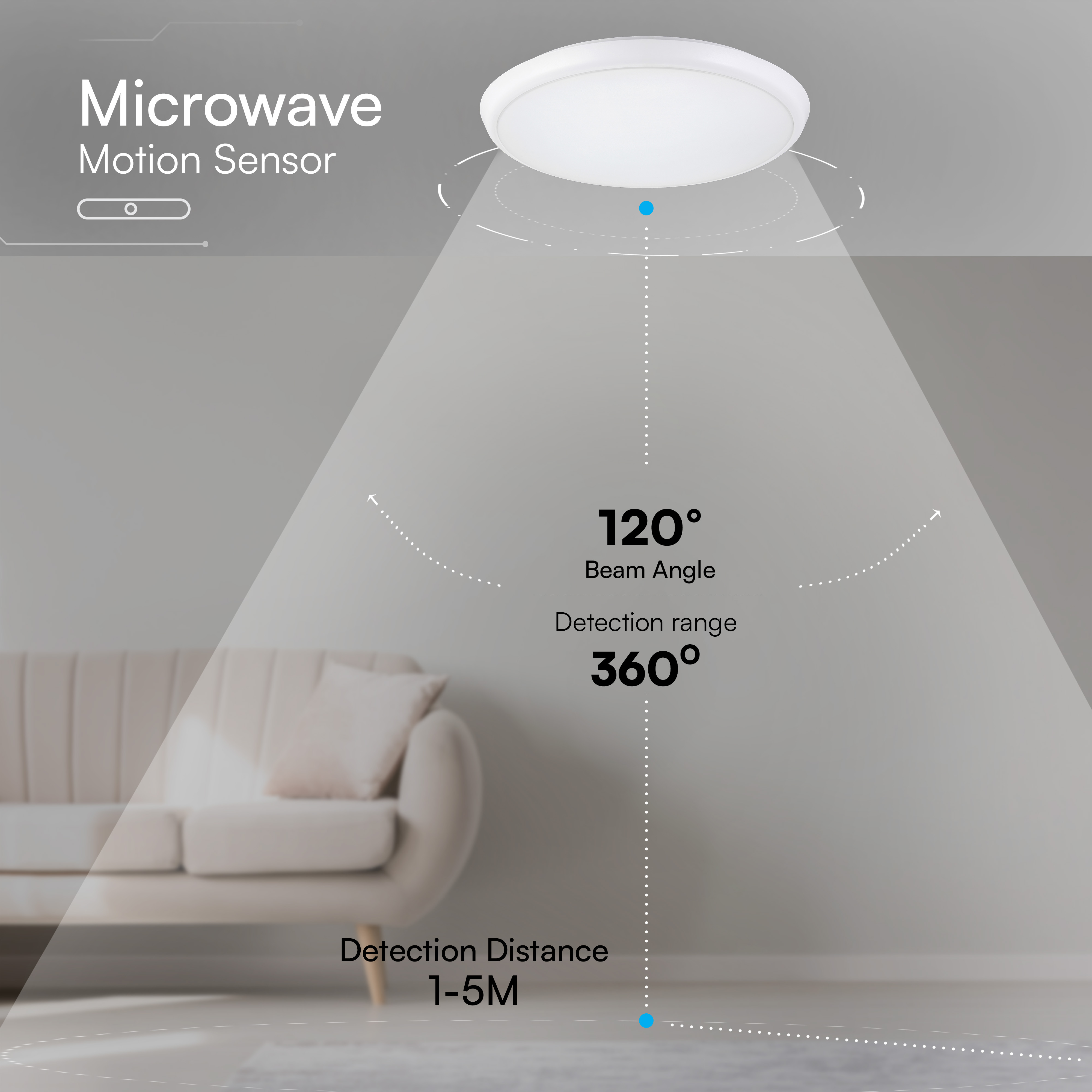 V-TAC LED-Deckenleuchte VT-24360, EEK: E, 40W, 4400lm, 2700...6500K, mit MW-Bewegungssensor