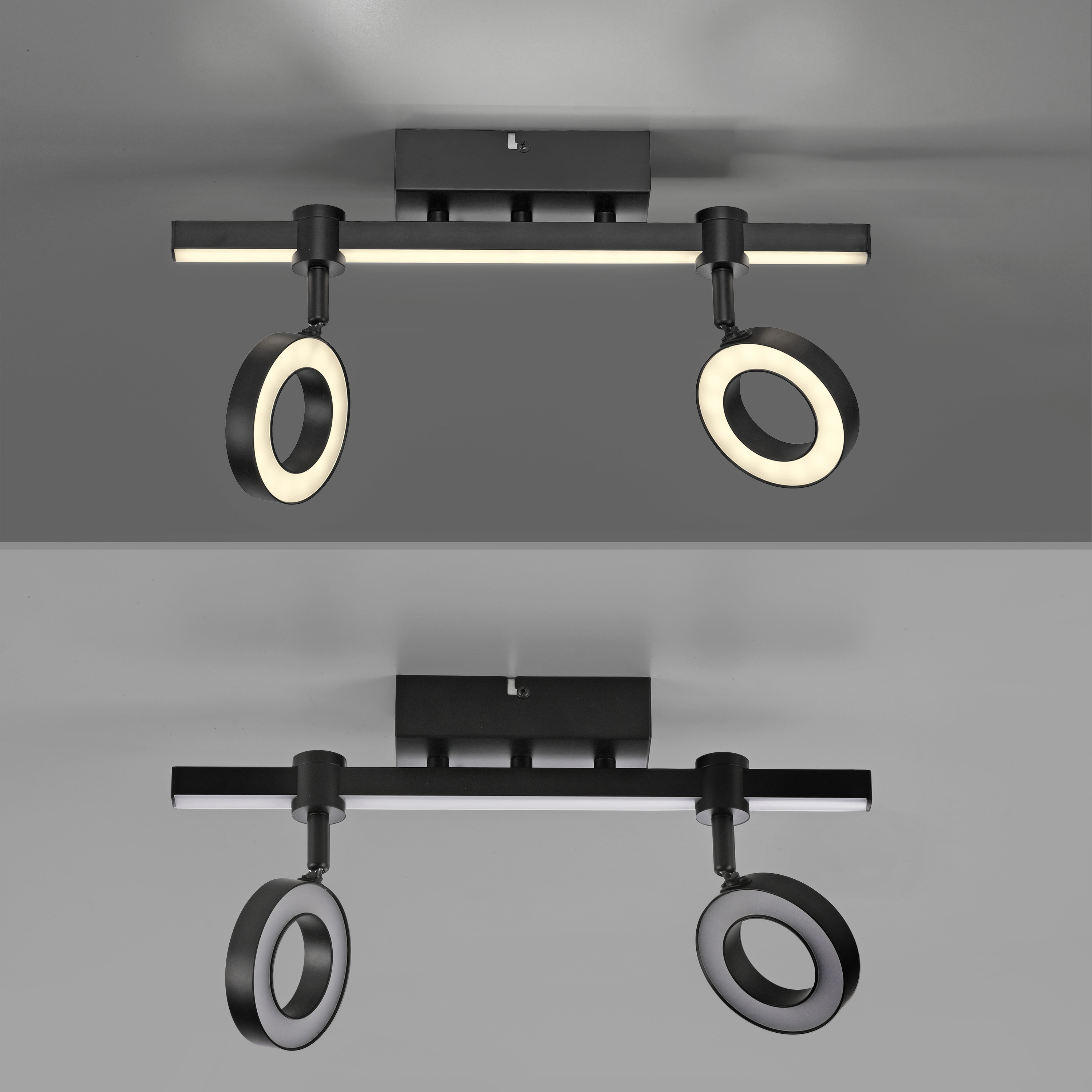 JUST LIGHT LED-Deckenleuchte 12075-18 schwarz, 10,5 W, 1300 lm, CCT, RGB, Smart Home