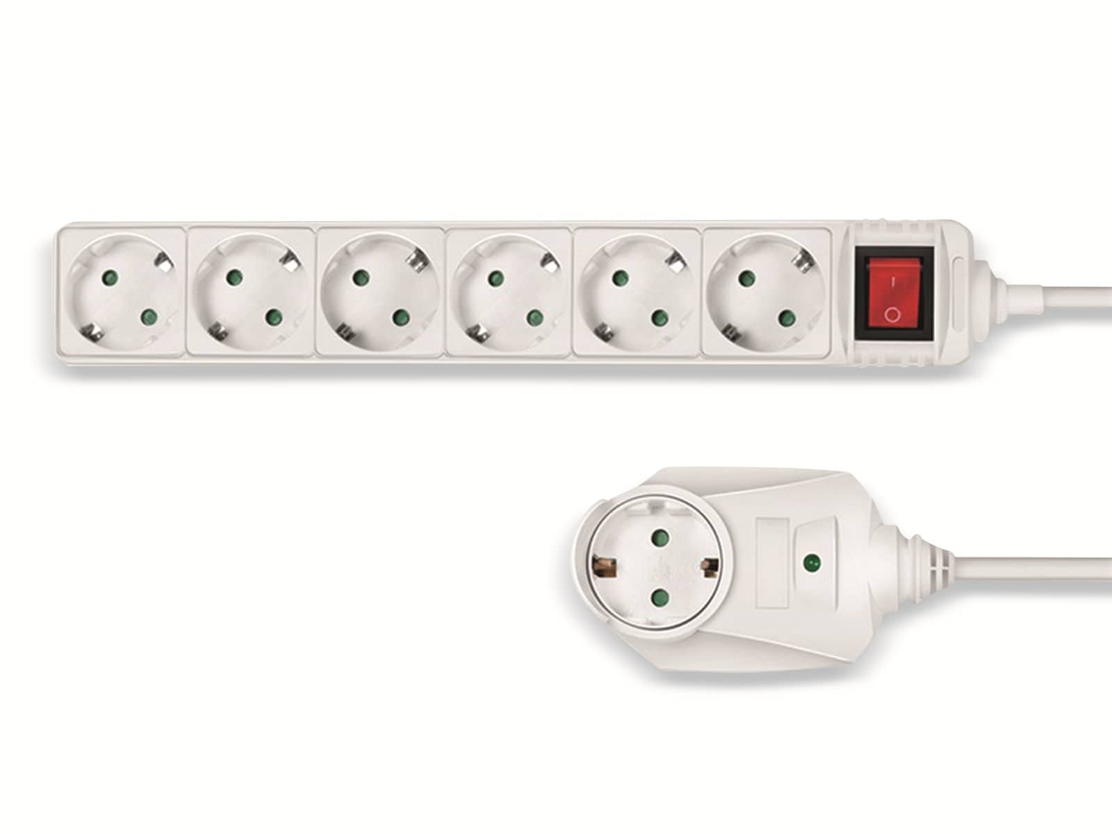 LOGILINK Steckdosenleiste LPS274, 7-fach, Schalter, 6xCEE 7/3, 1xDurchgangsstecker